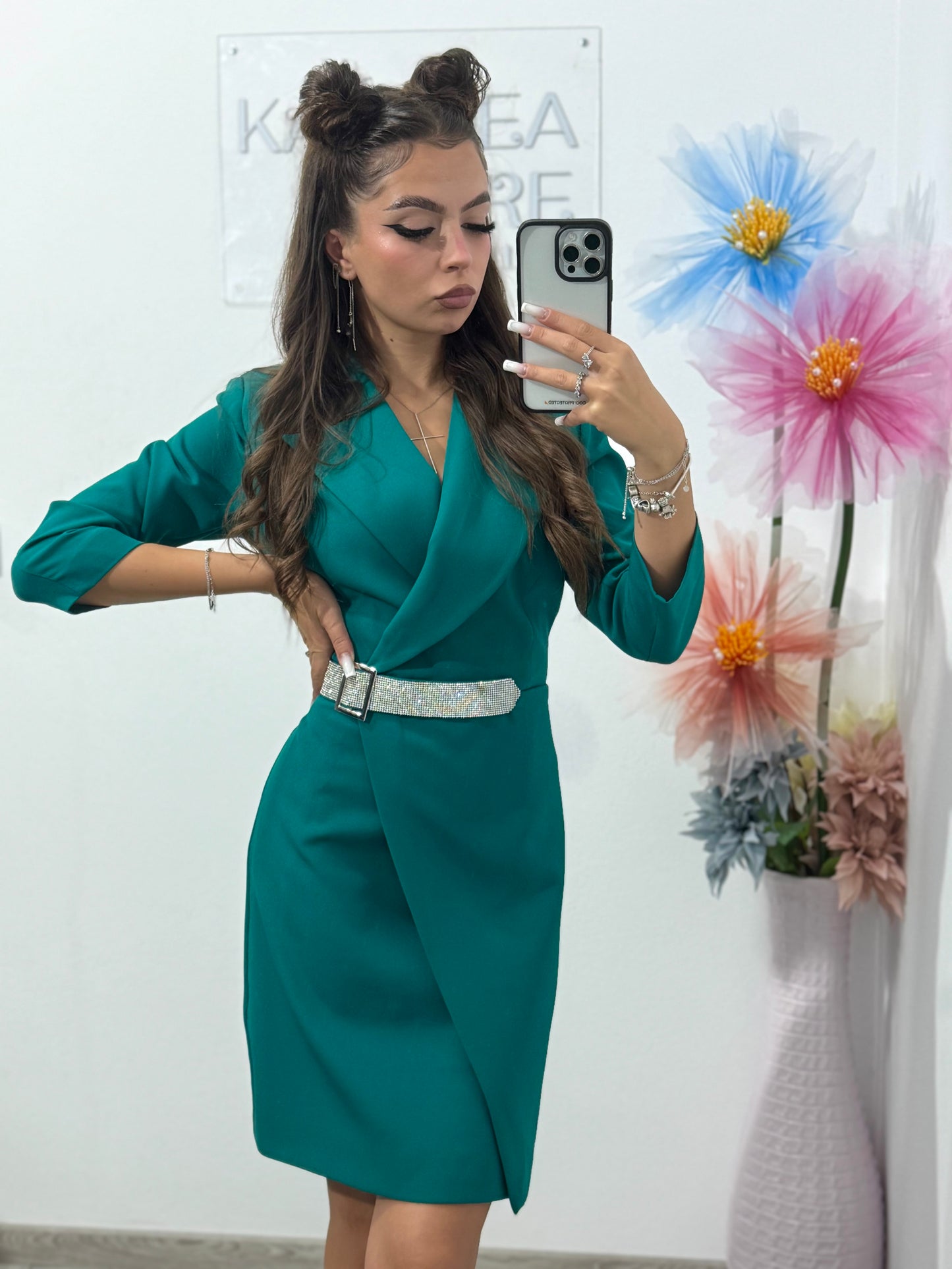 Rochie tip sacou verde Laura
