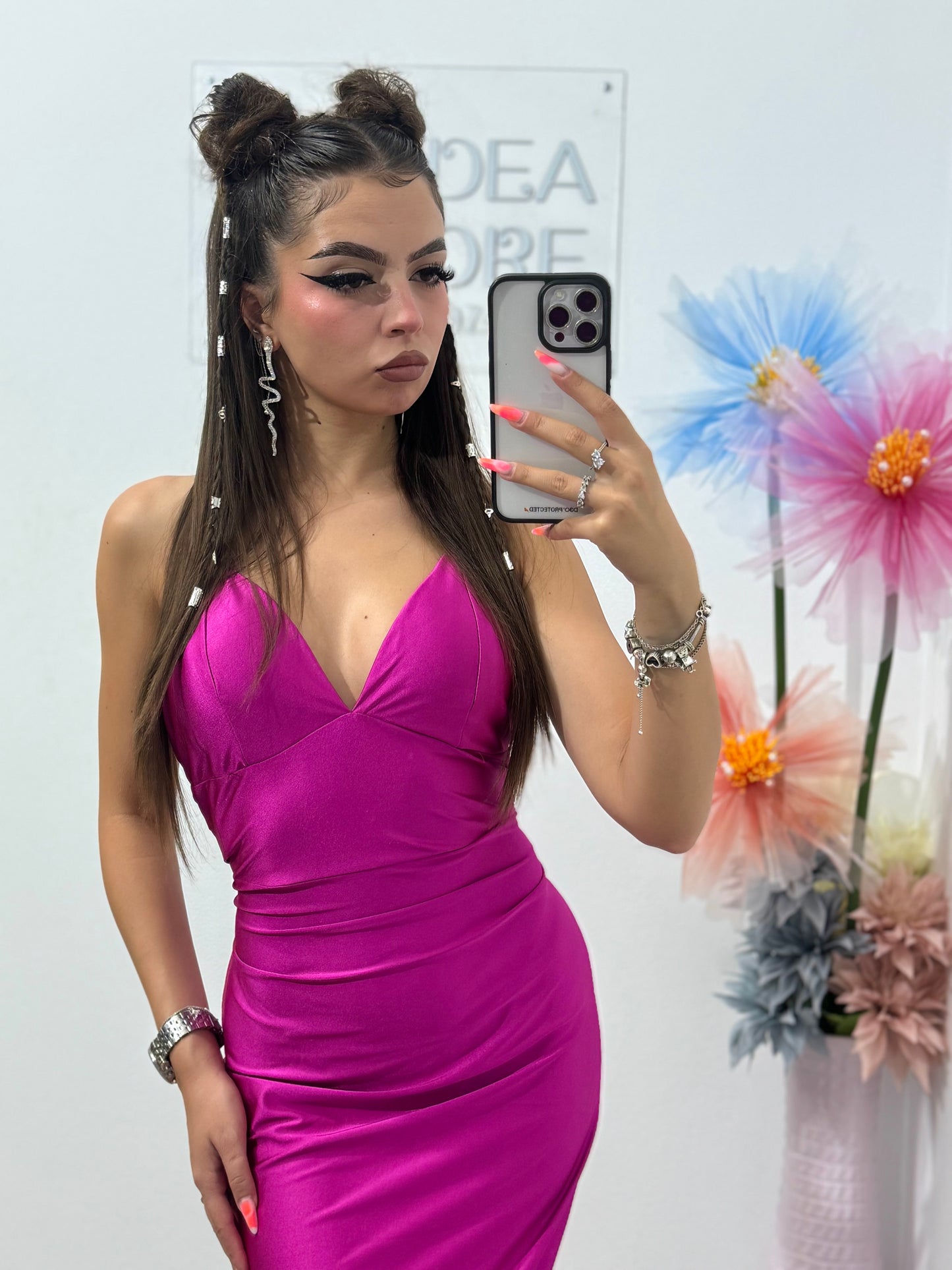 Rochie cu lanț fucsia Katy