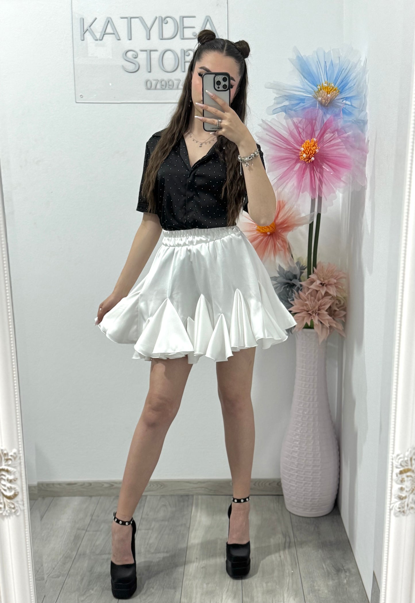 Cămașă elegantă cu cristale neagra Marissa