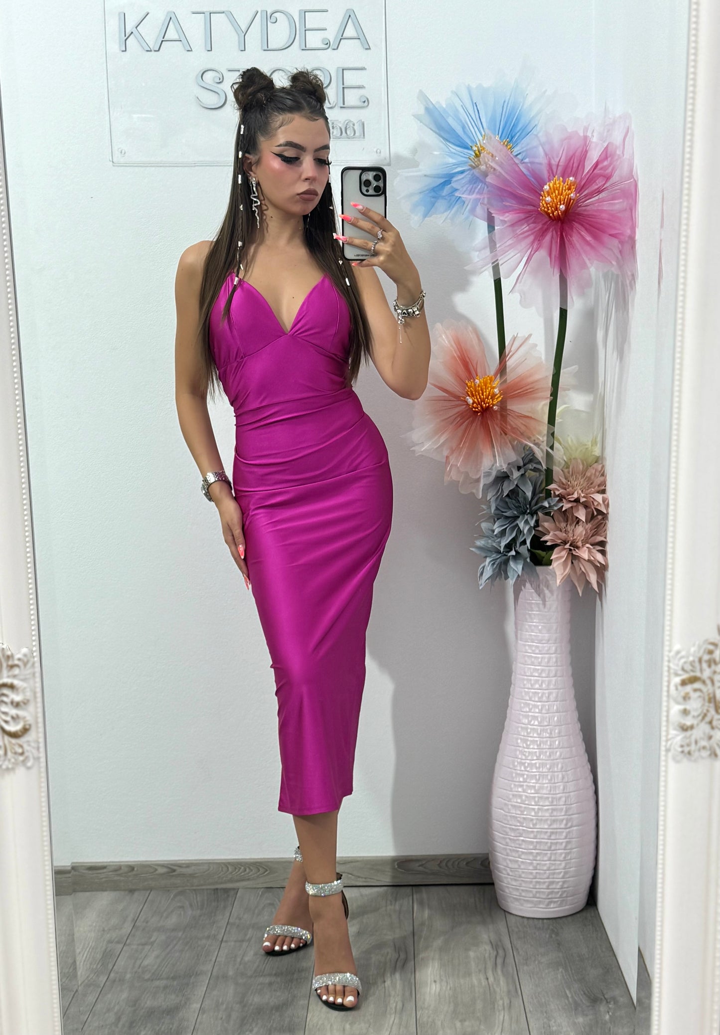 Rochie cu lanț fucsia Katy