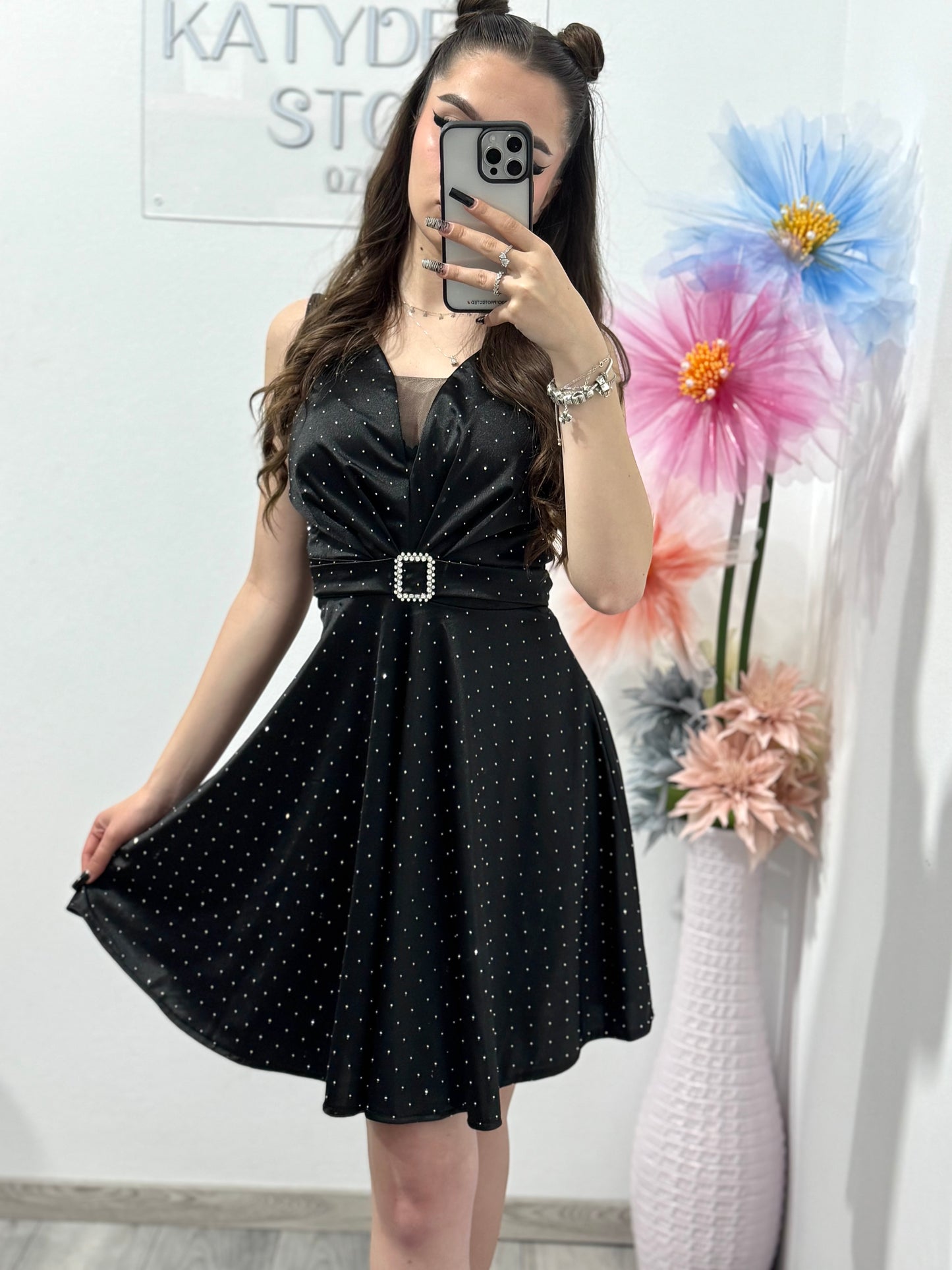 Rochie elegantă cu cristale ștanțate Camilla