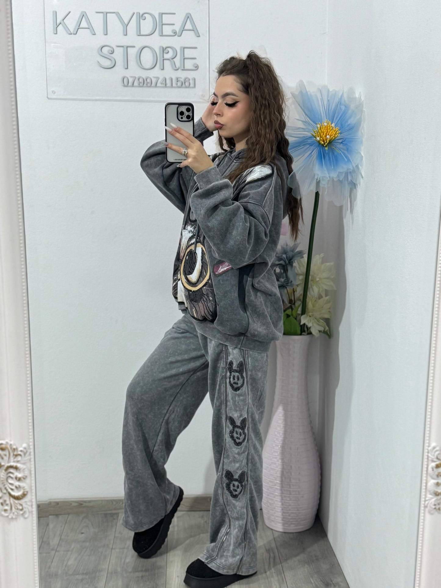 Pantaloni evazați cu fermoar KOREA MIKI