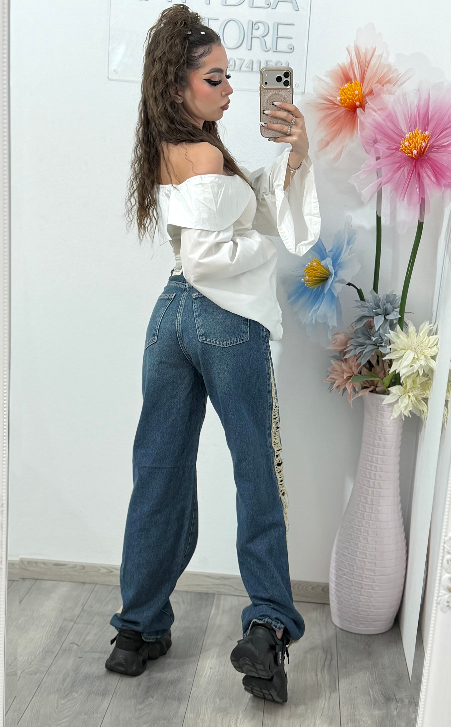 Top stil corset alb HERENA