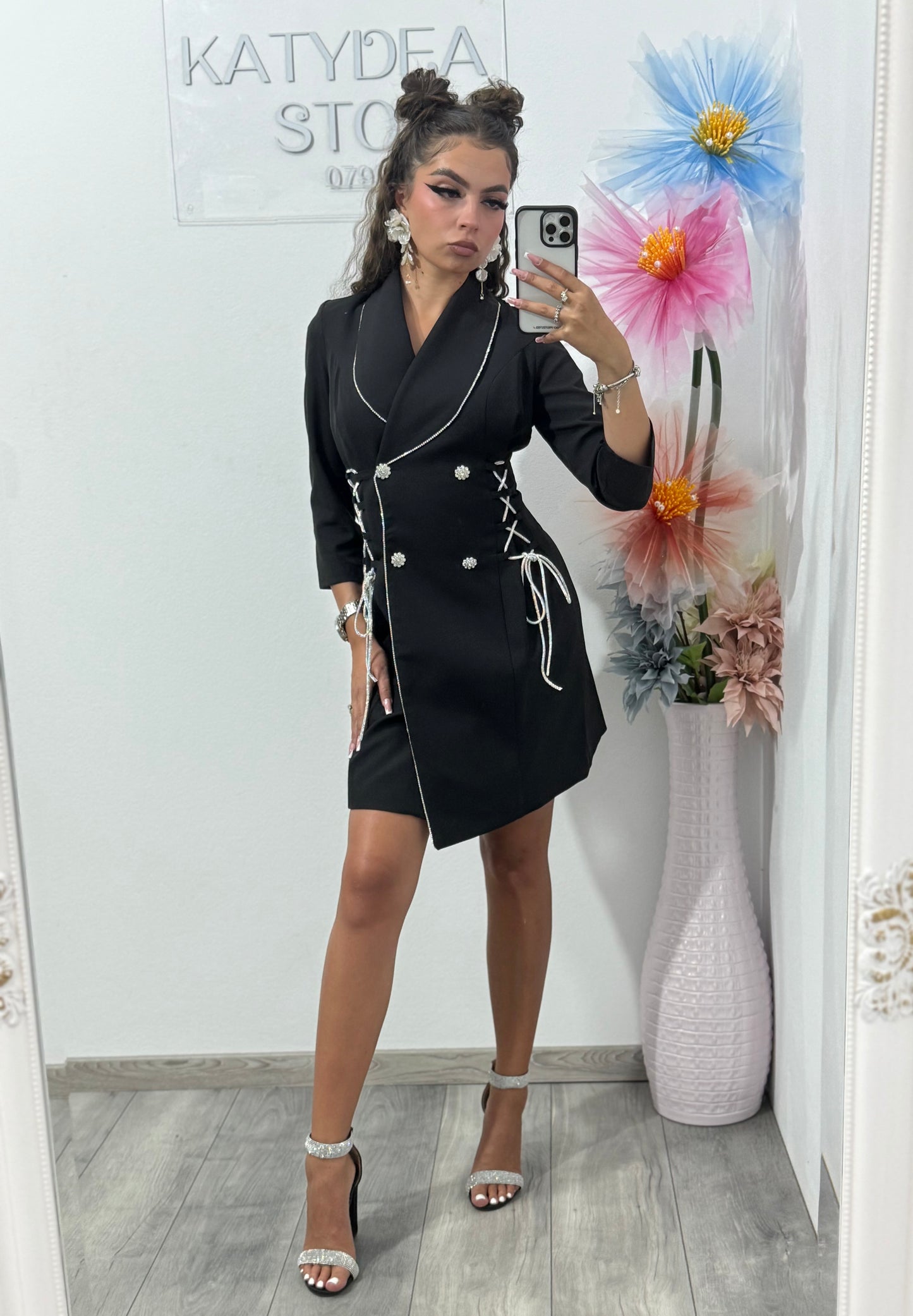 Rochie tip sacou cu accesoriu în talie Carla