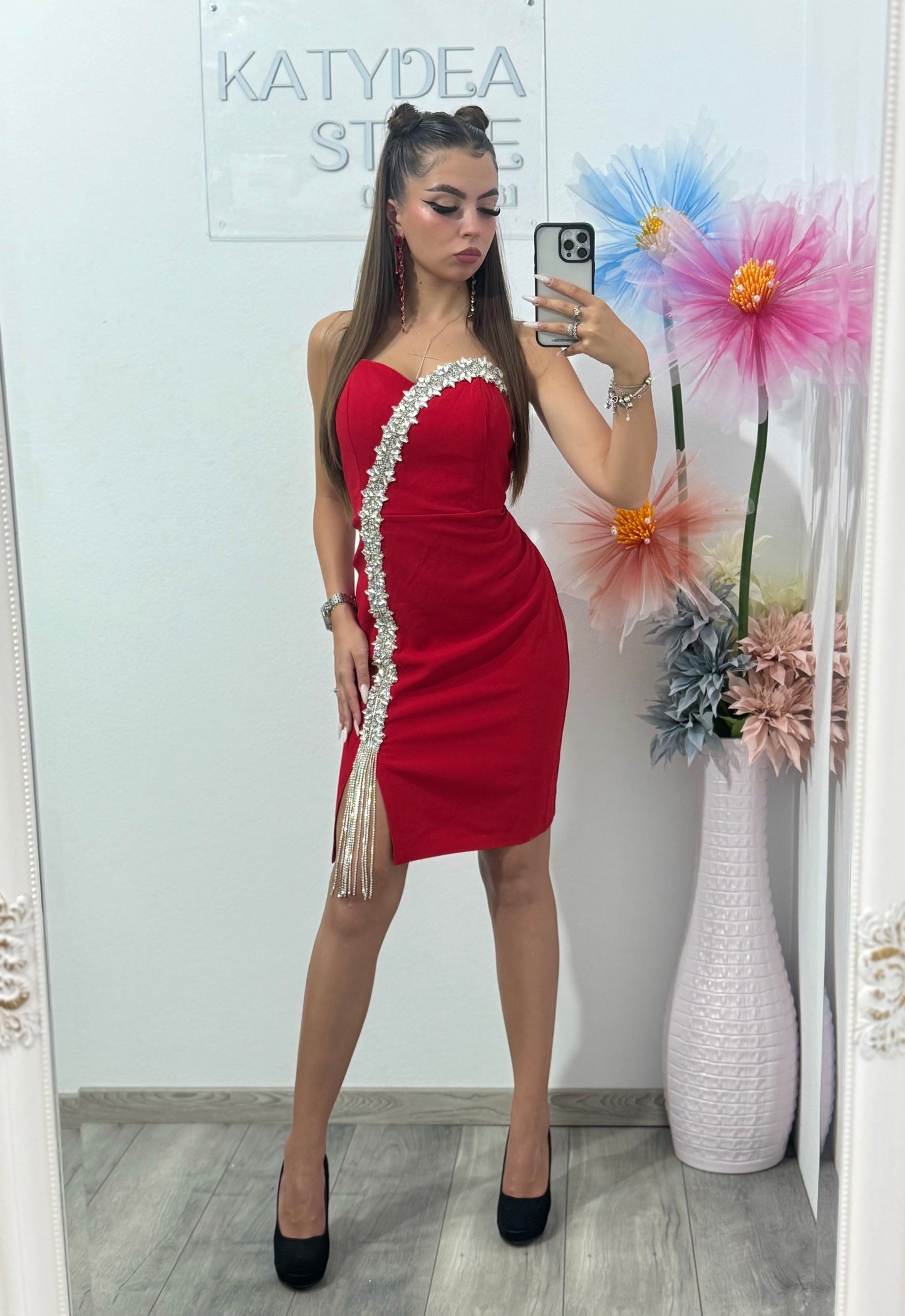 Rochie elegantă roșie Adelinne