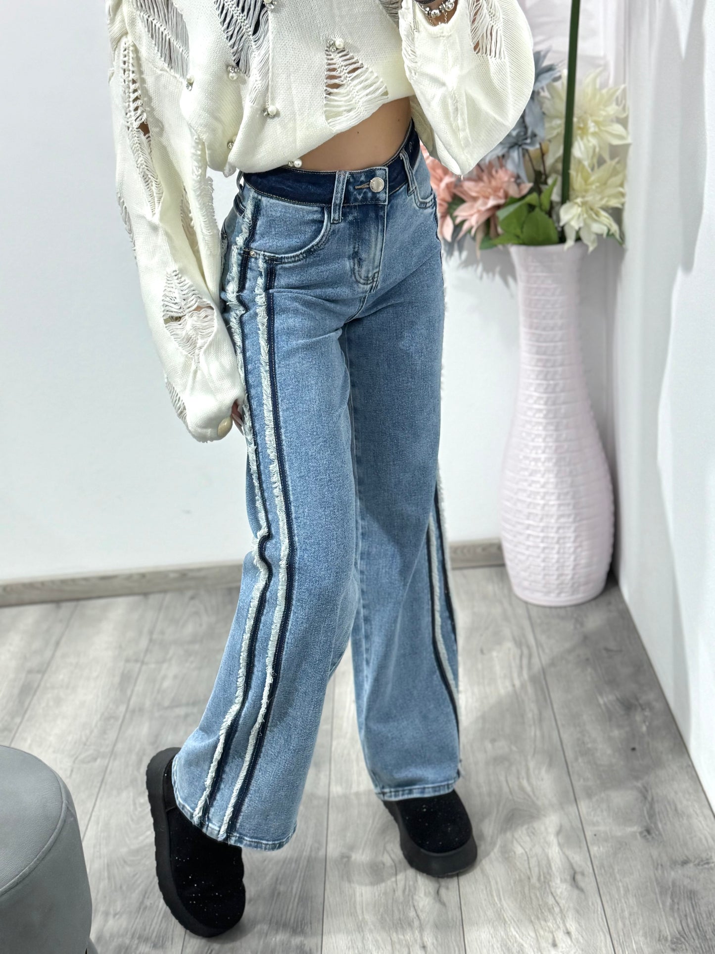 Jeans WIDELEG albastru Angel