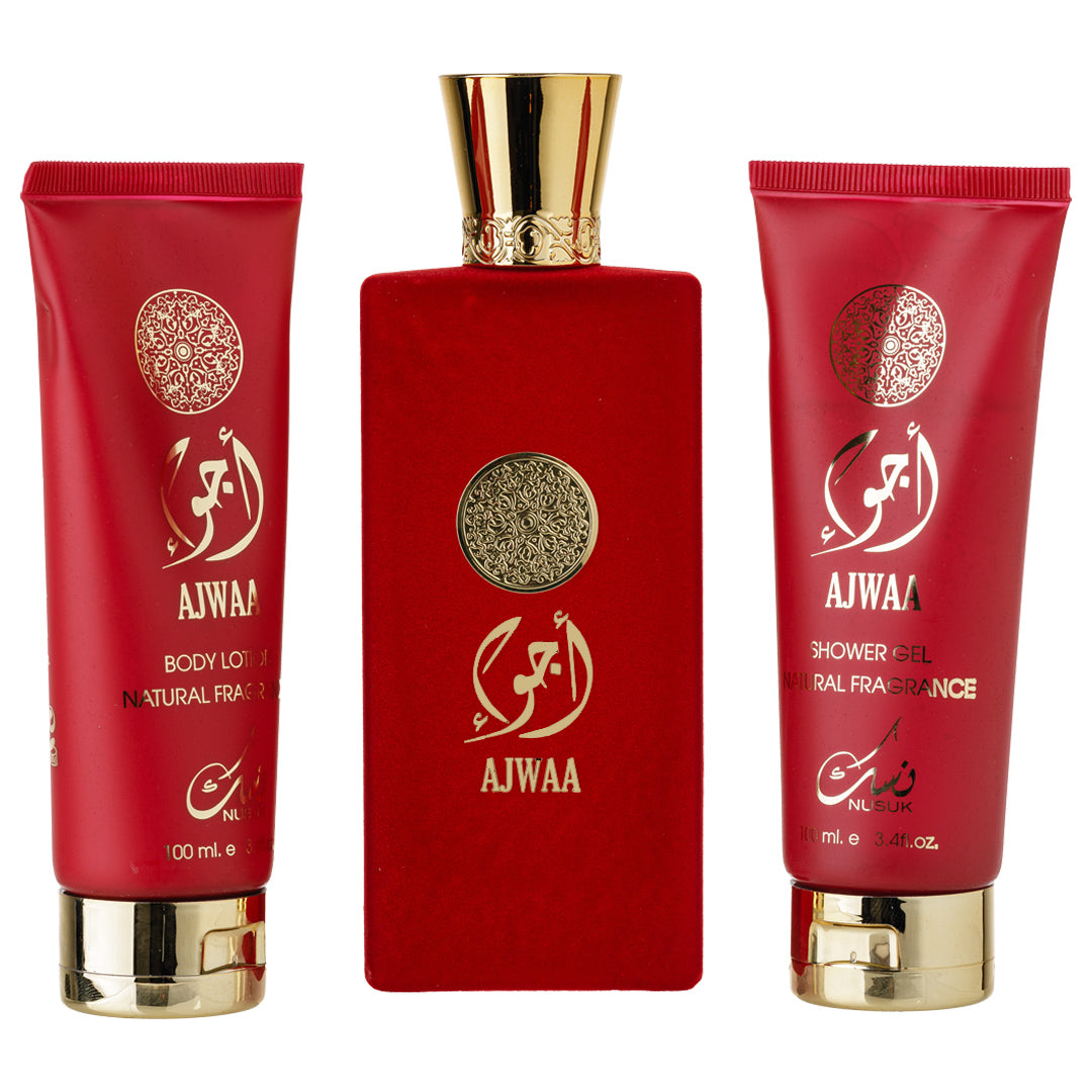 Set Cadou Ajwaa Apa de Parfum 100ml + Gel De Dus 100ml + Lotiune de corp 100ml, Nusuk