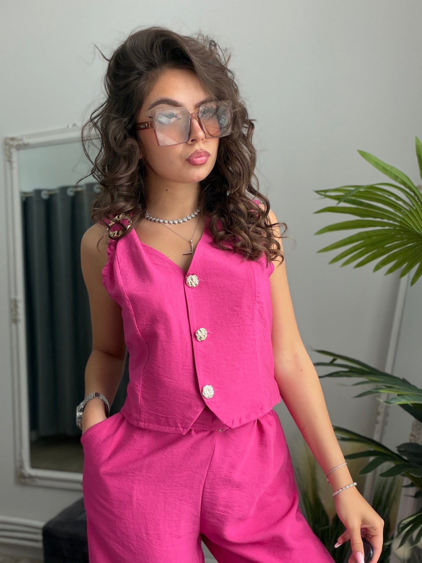 Compleu din in ELEGANCE fucsia