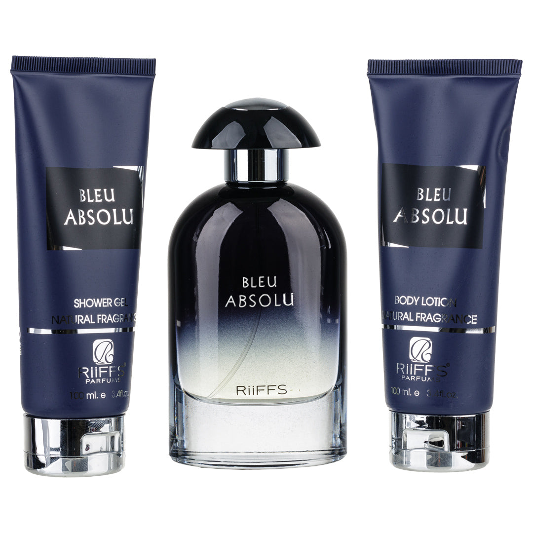 Set Cadou Bleu Absolu Apa de Parfum 100ml + Gel De Dus 100ml + Lotiune de corp 100ml, Riiffs