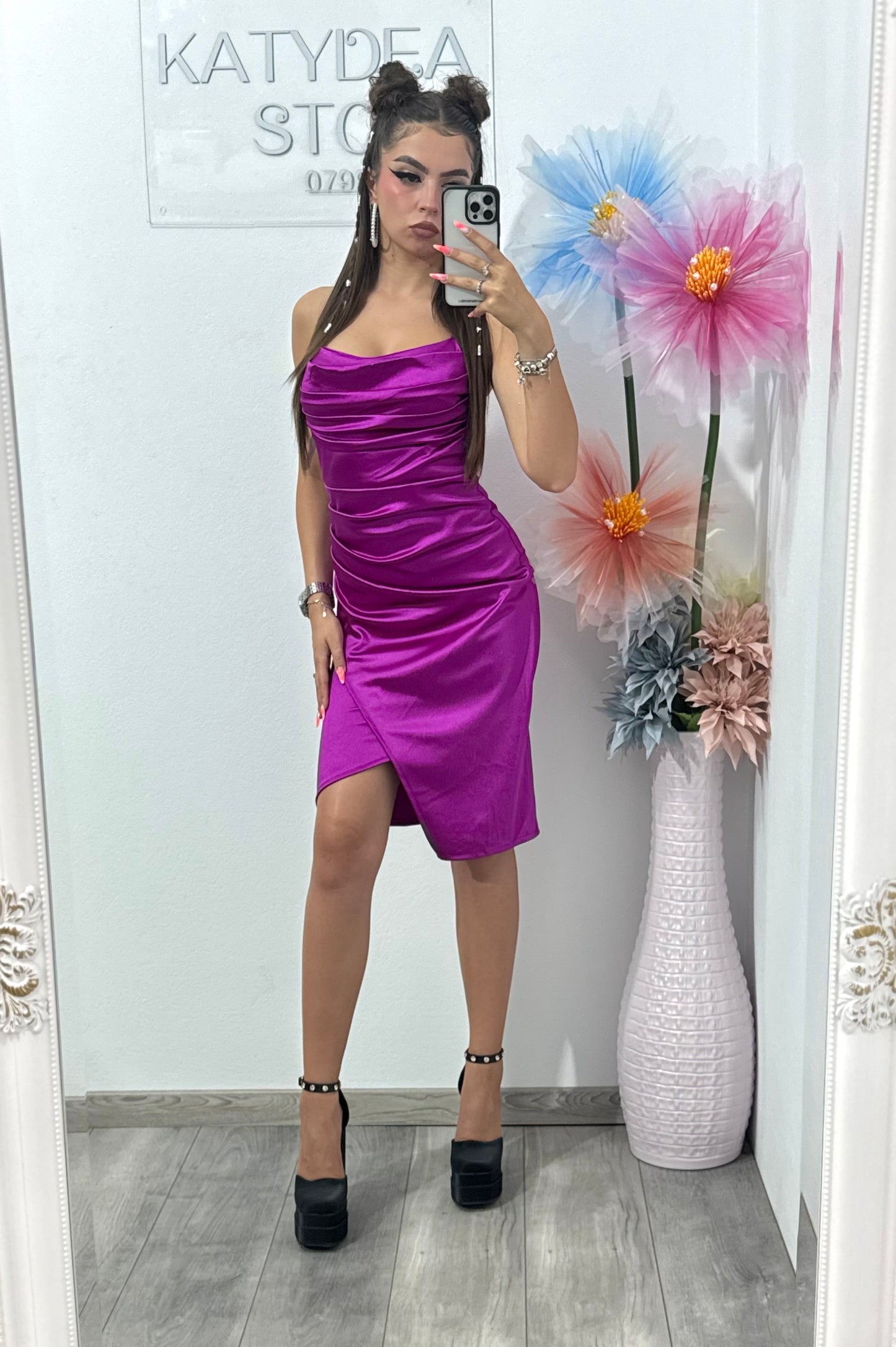 Rochie scurtă din satin Sorina