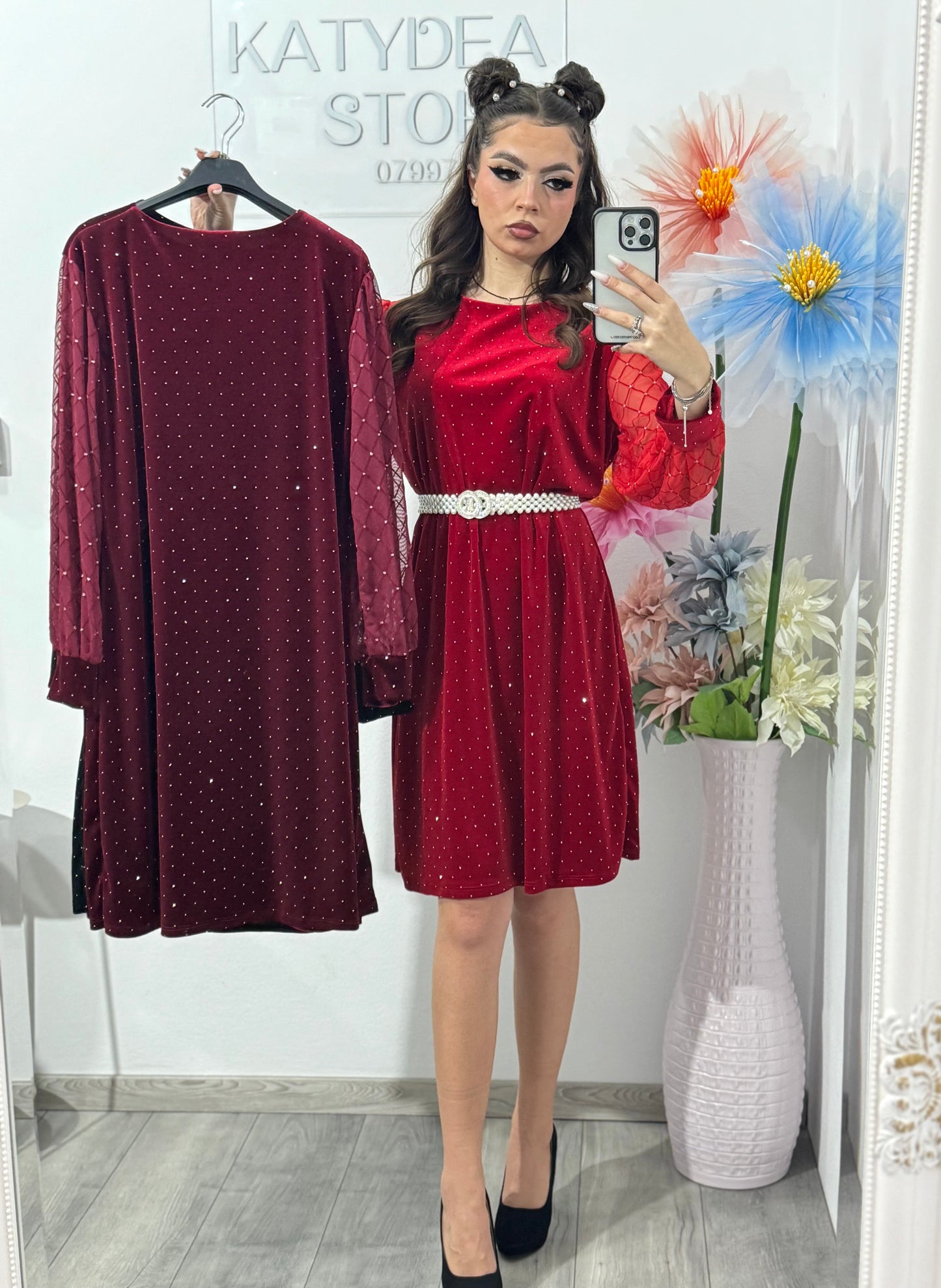 Rochie din catifea tip A SOFIA