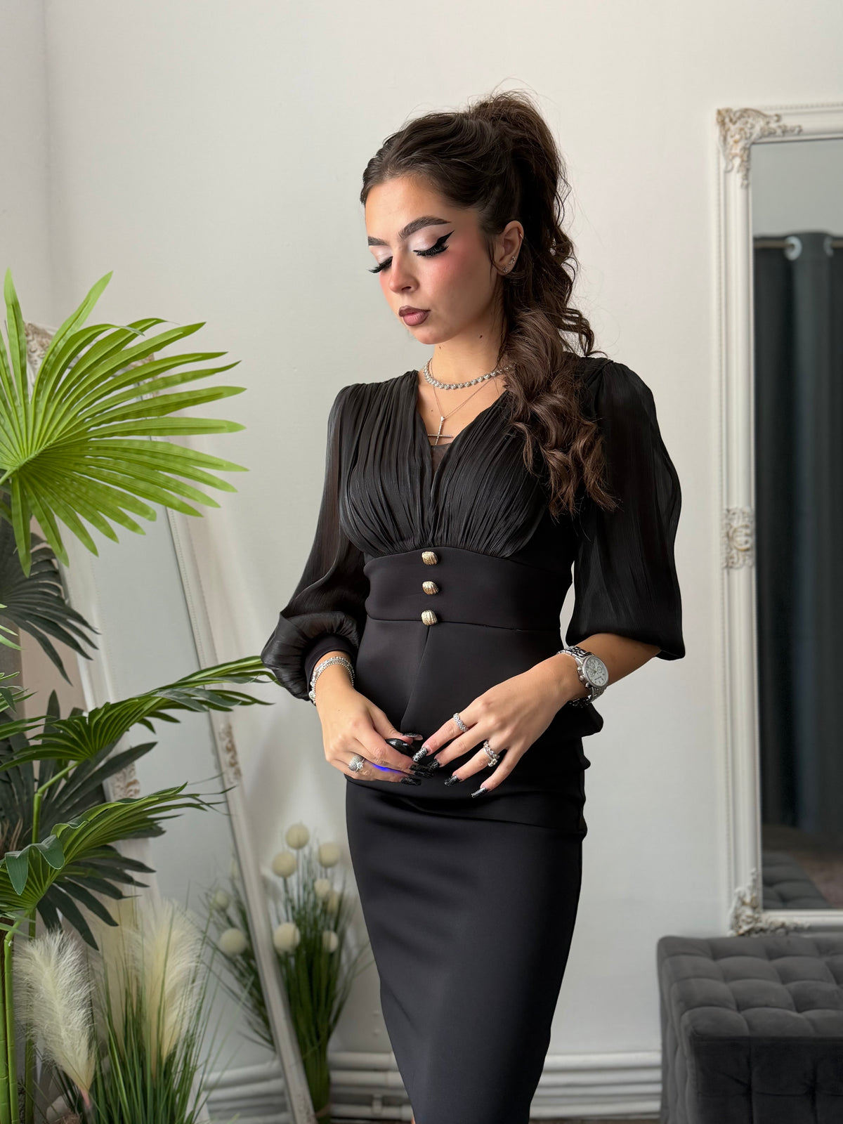 Rochie neagră din neopren MARA
