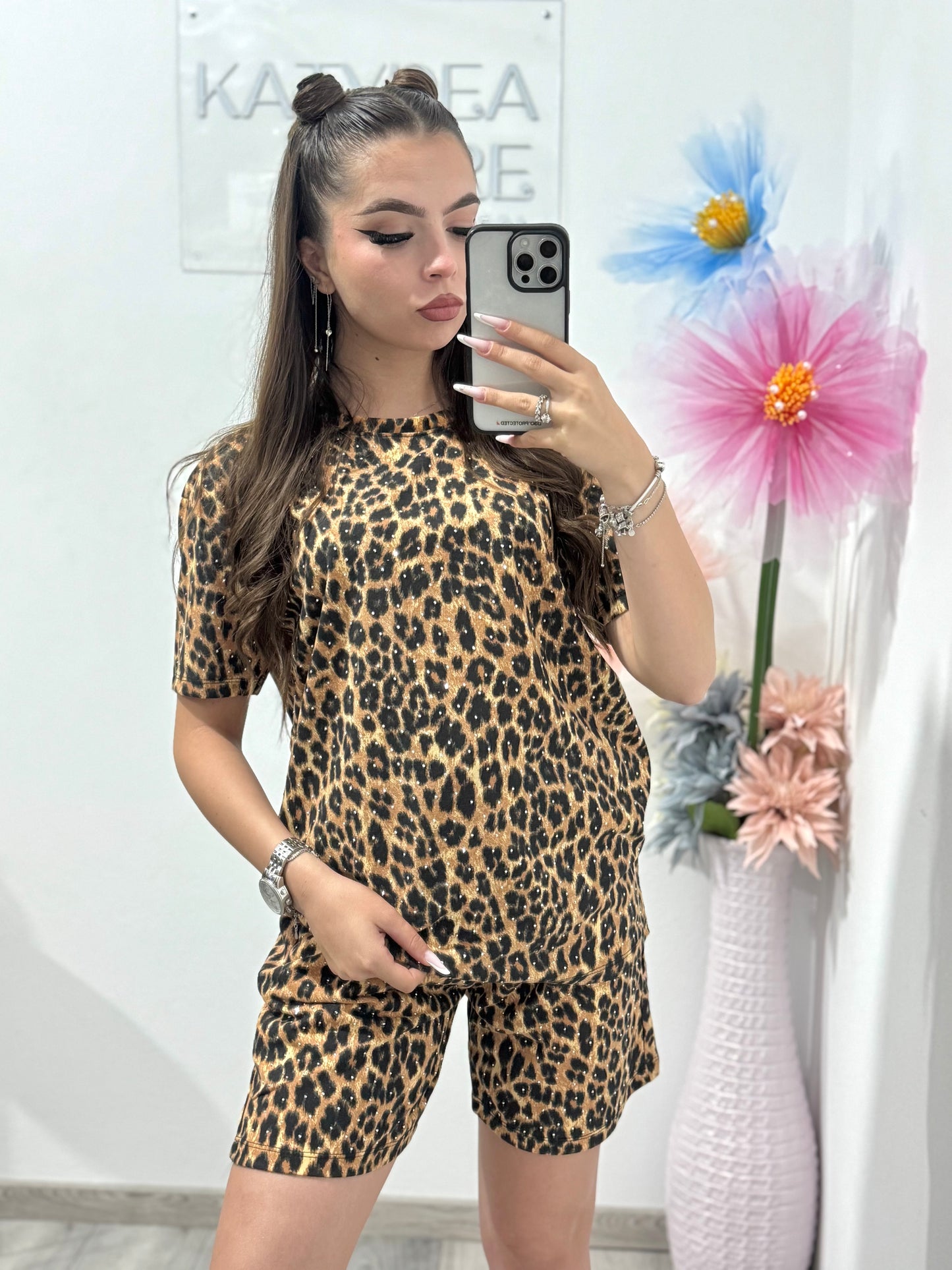 Compleu Animalprint cu cristale