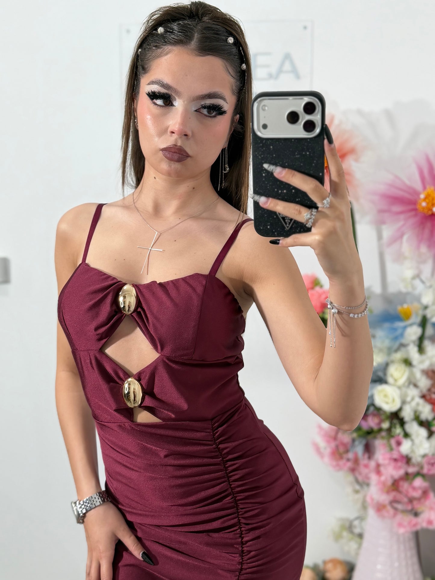 Rochie midi bordo COCKTAIL