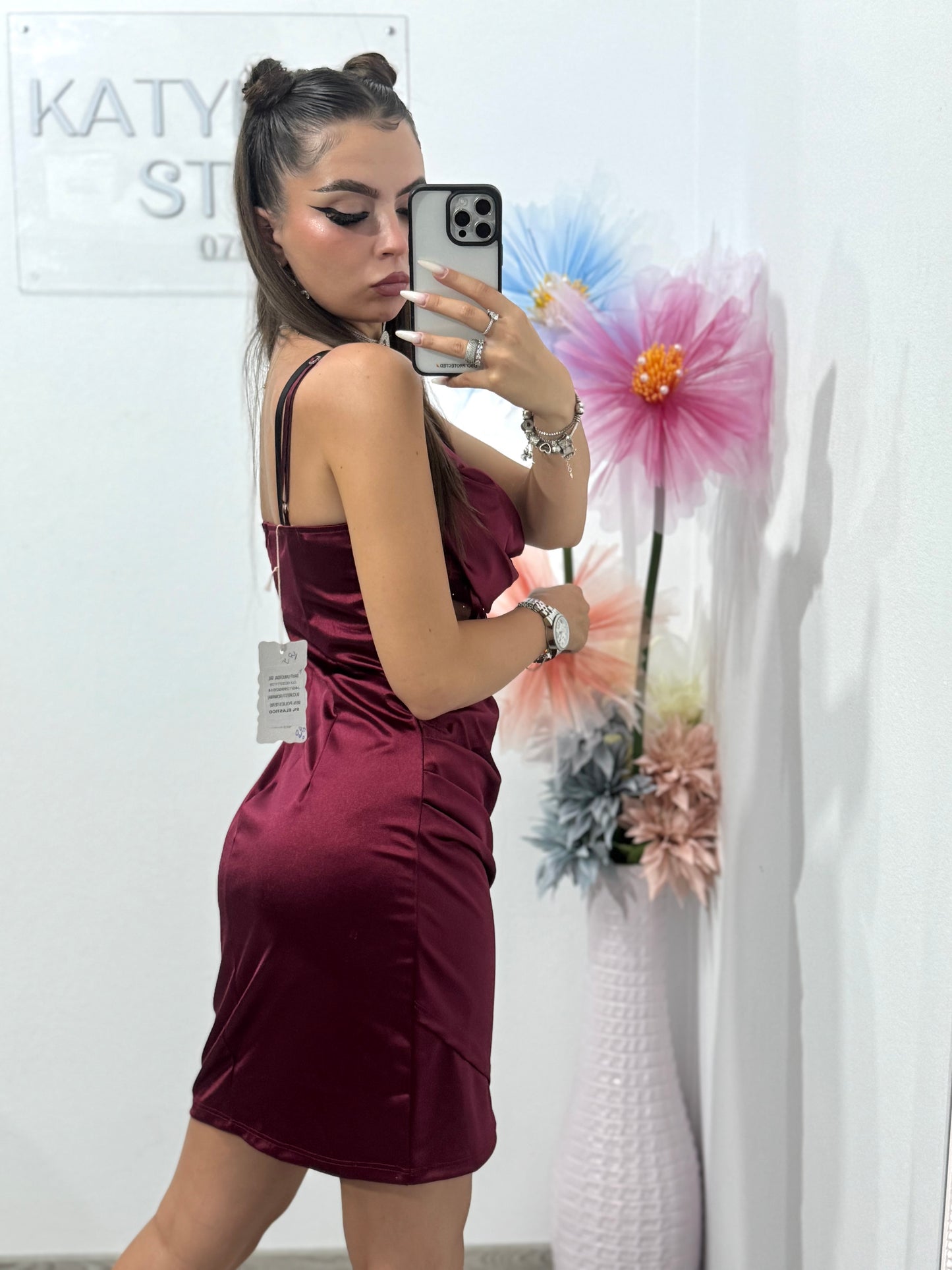 Rochie scurtă cu corset vișiniu Annemary