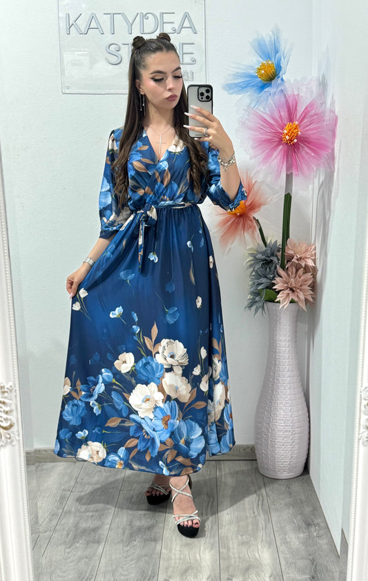 Rochie satinata cu imprimeu floral Bella