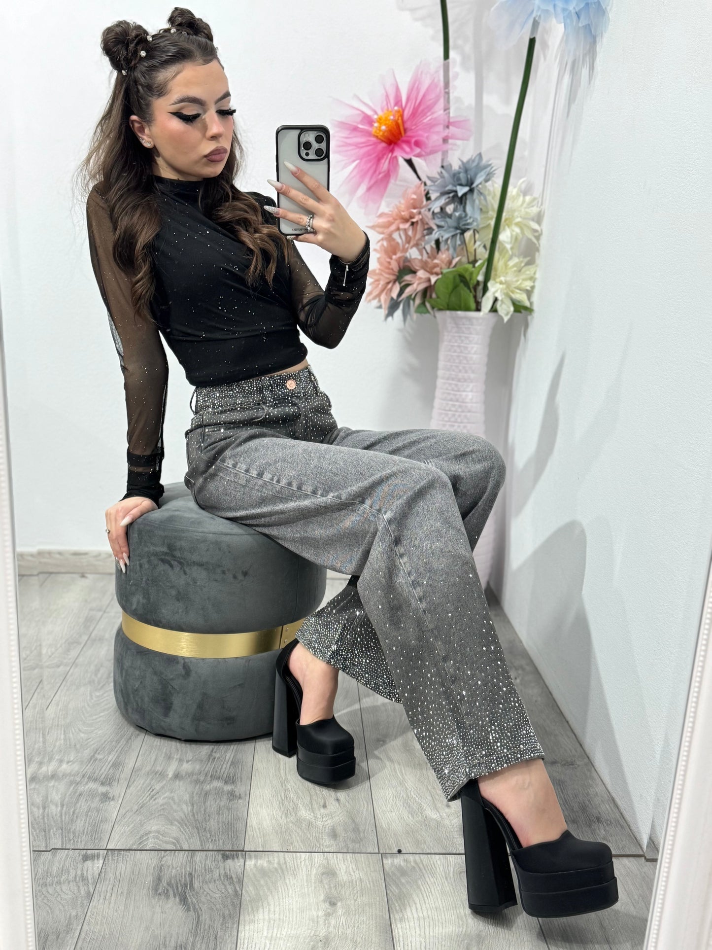 Jeans WIDELEG Grey ANNE