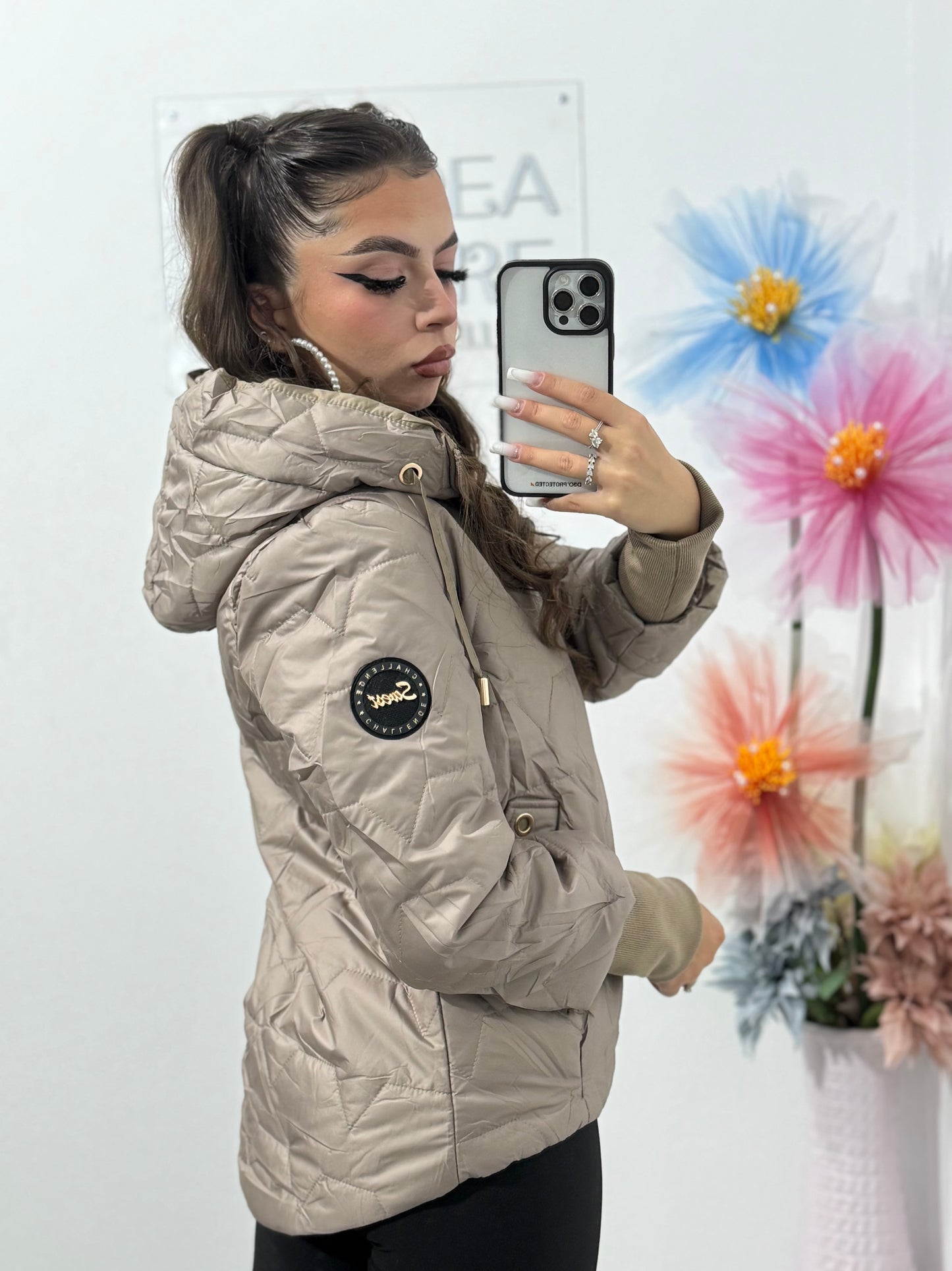 Geacă din fâș beige Elenor