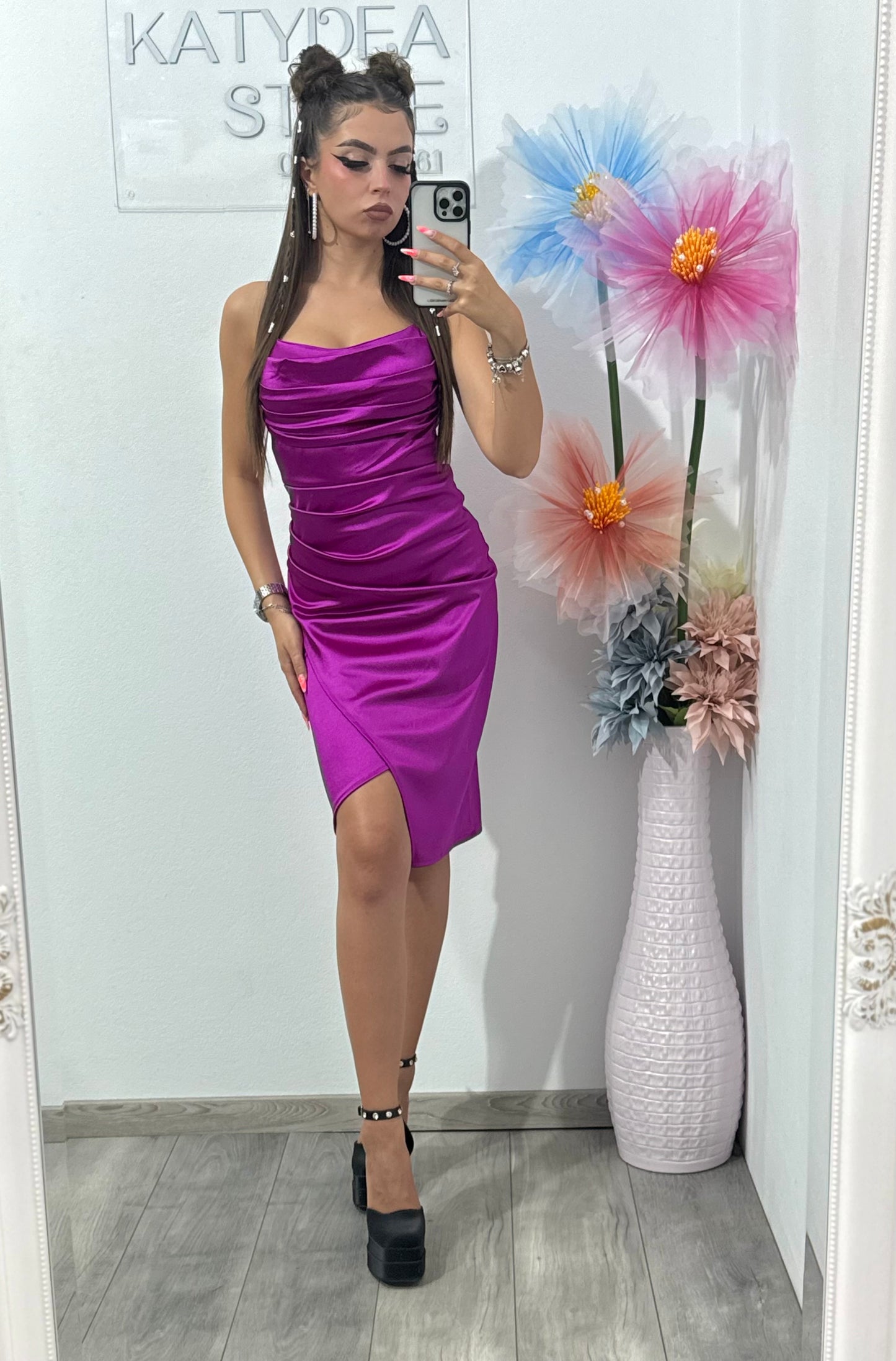 Rochie scurtă din satin Sorina