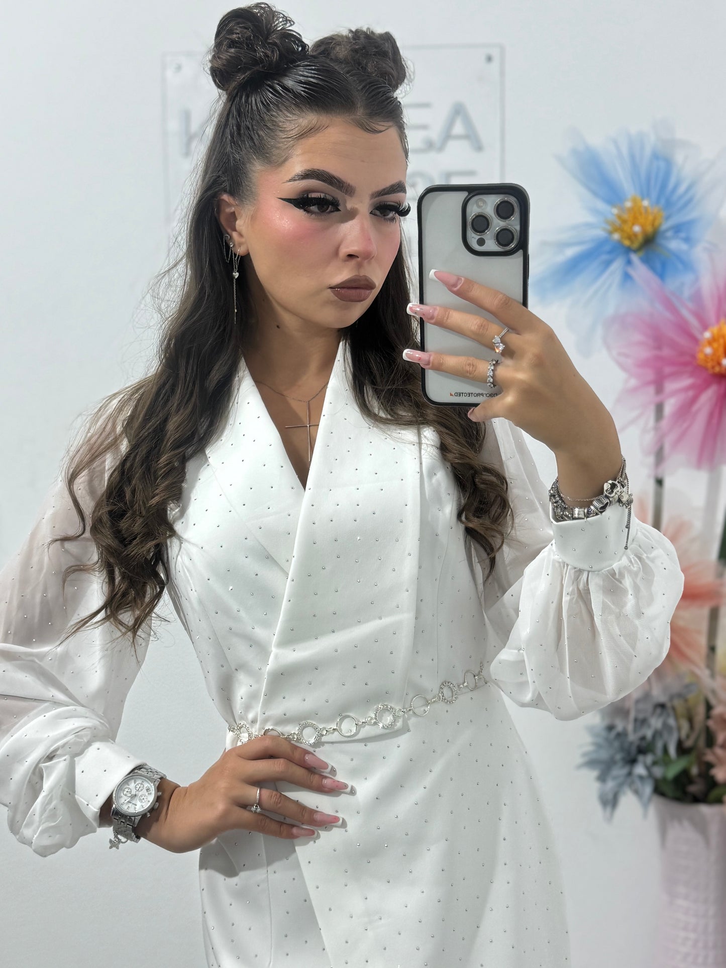 Rochie tip sacou alba Annais