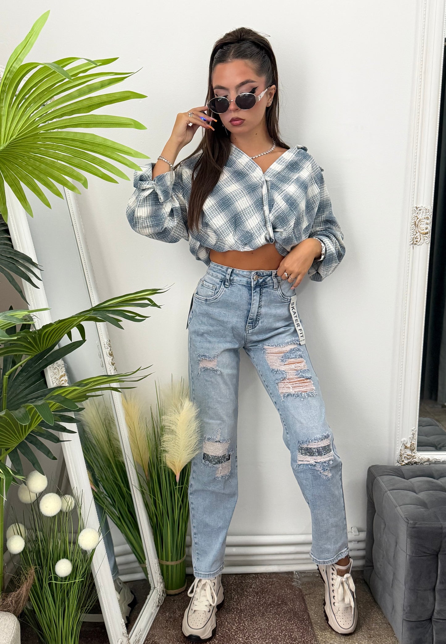 Jeans albaștri BaggyFit Paula