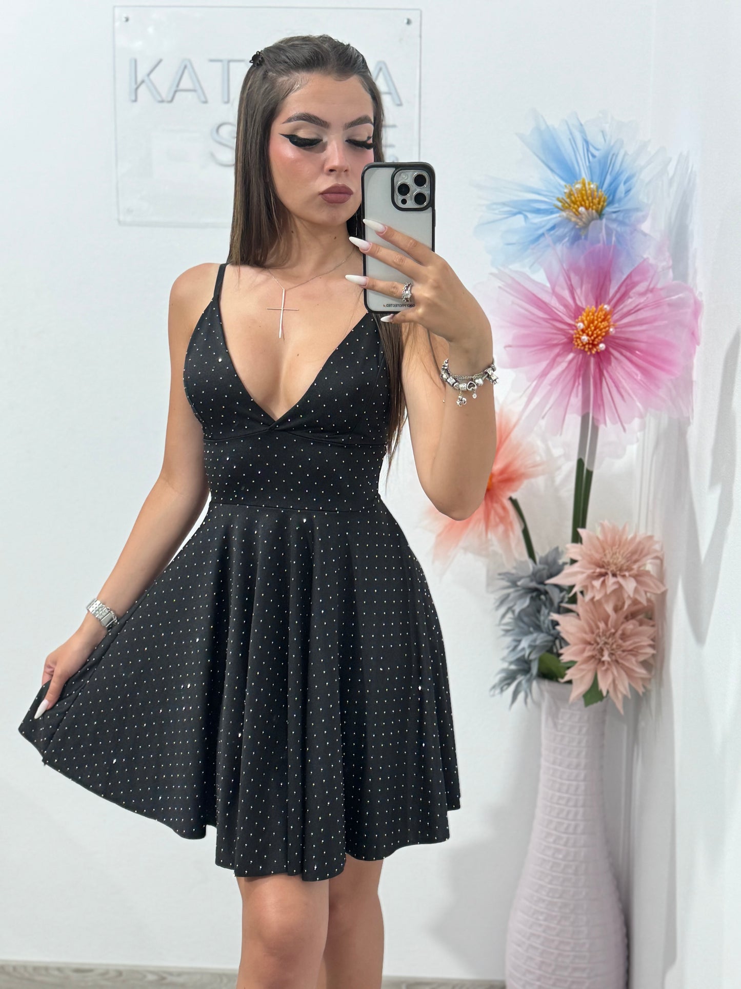 Rochie cu cristale Maria neagră