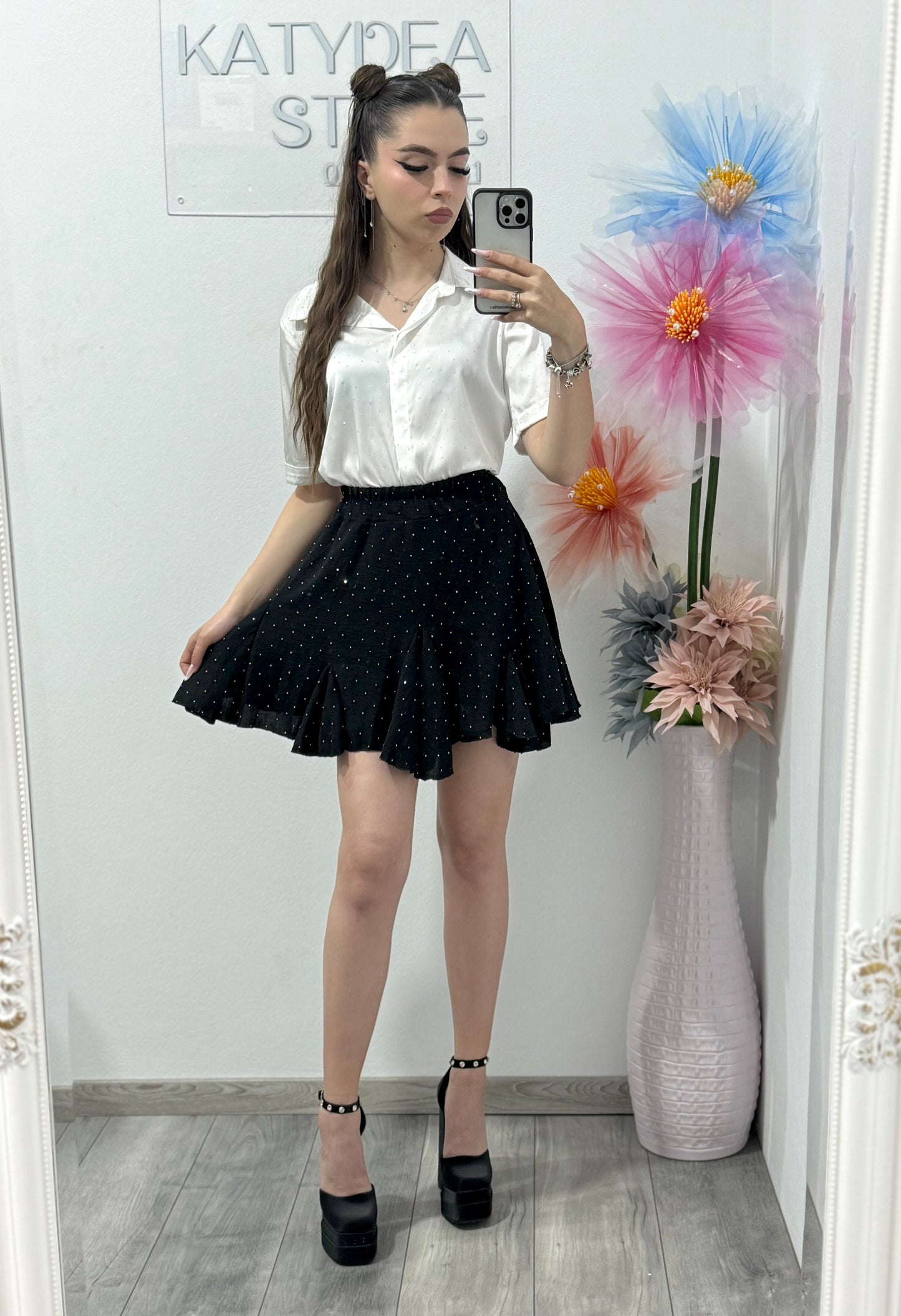 Cămașă elegantă cu cristale albă Marissa