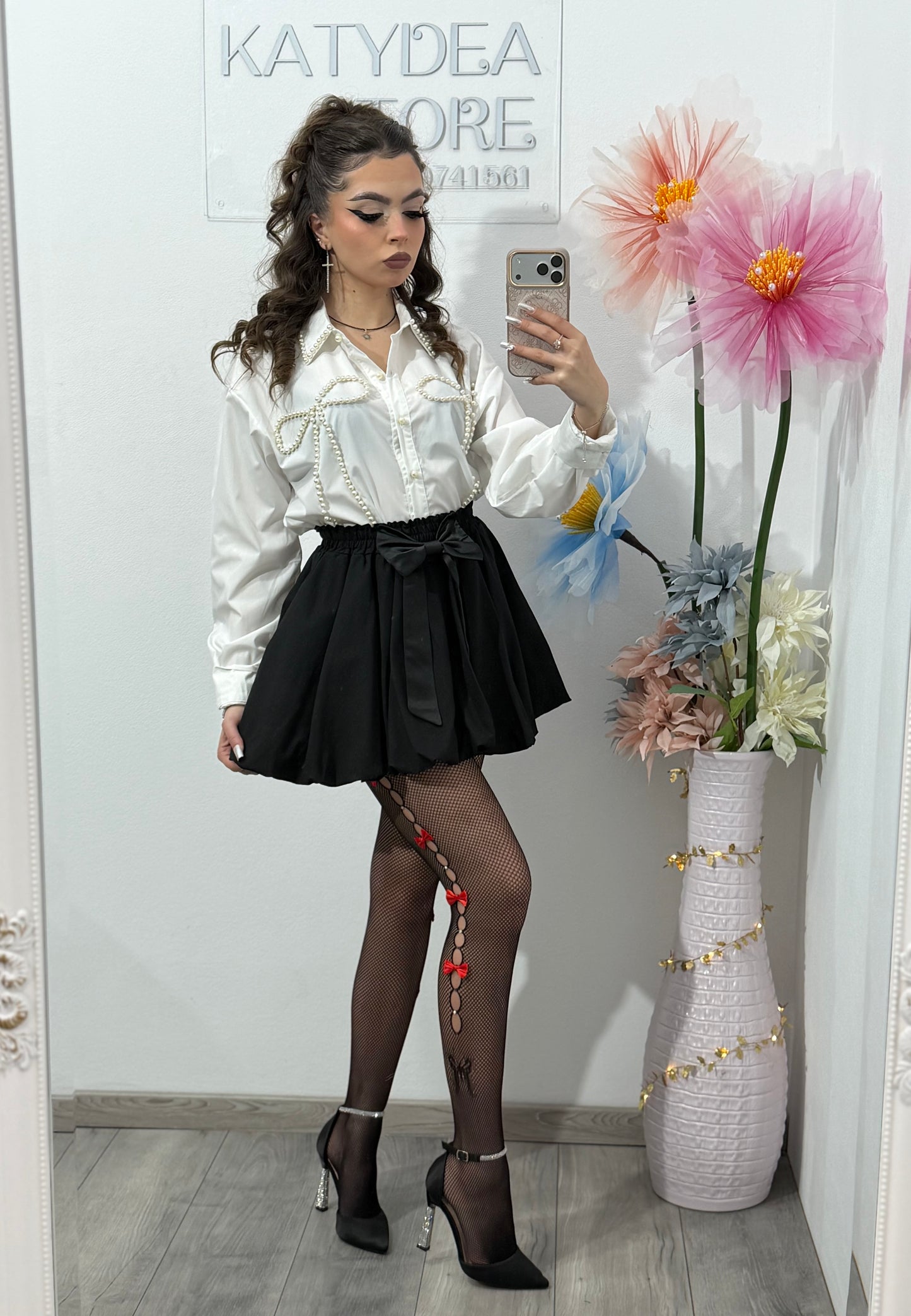 Cămașă alba cu perle ELLA