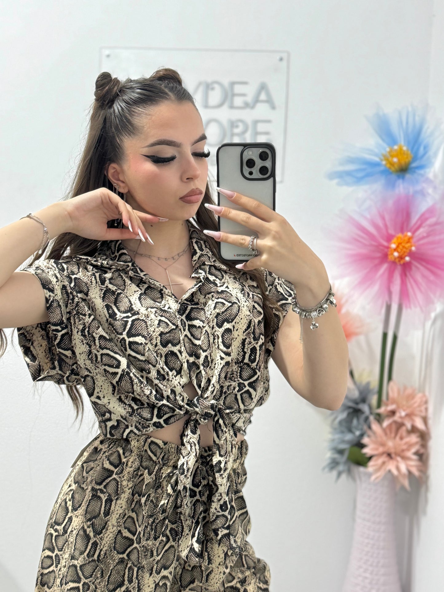 Compleu cu snakeprint cu cristale Olivia
