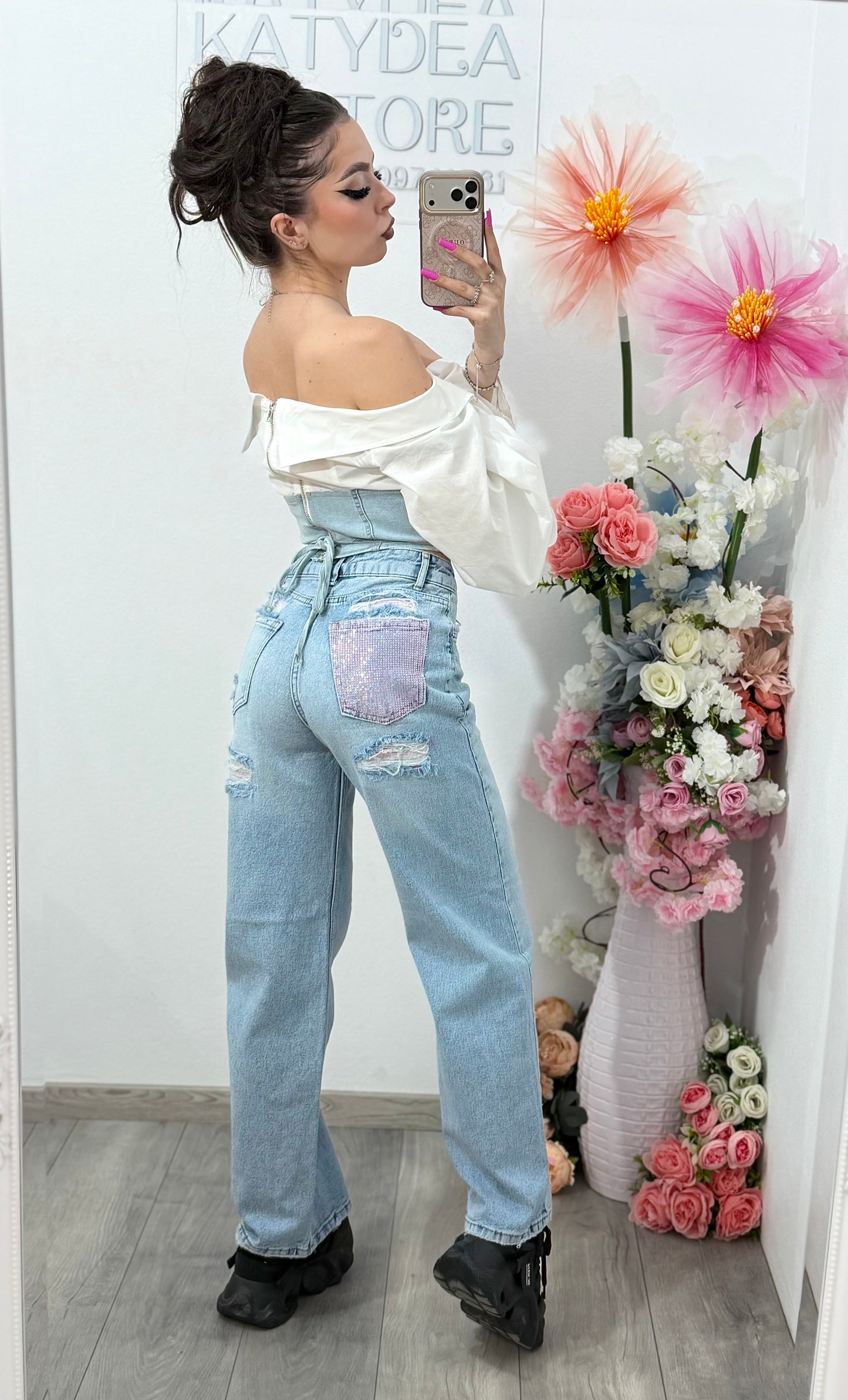 Top stil corset din denim ALICE