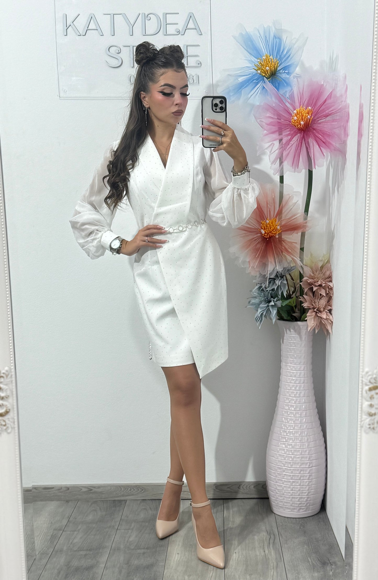 Rochie tip sacou alba Annais