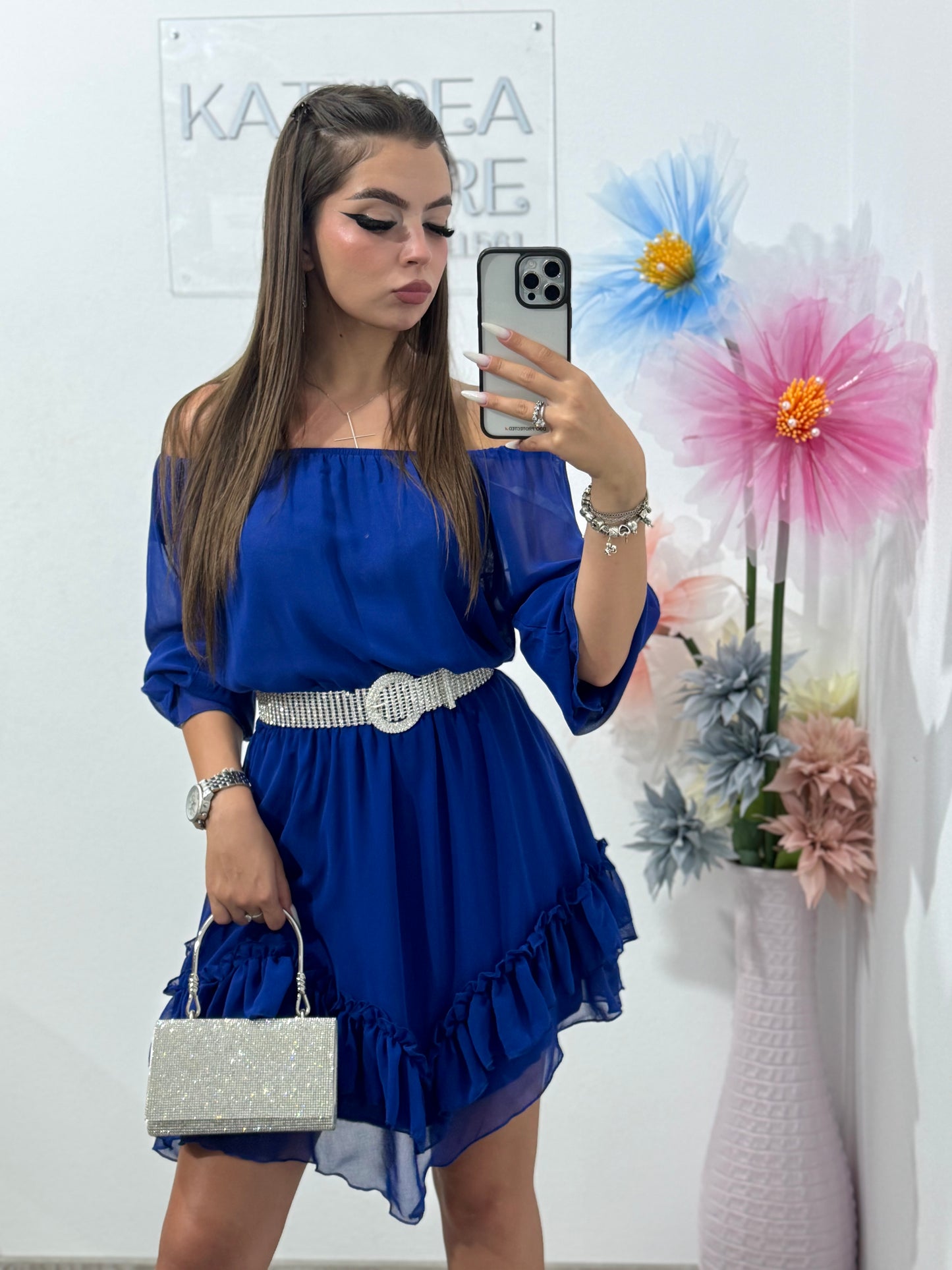 Rochie din voal albastră Carla