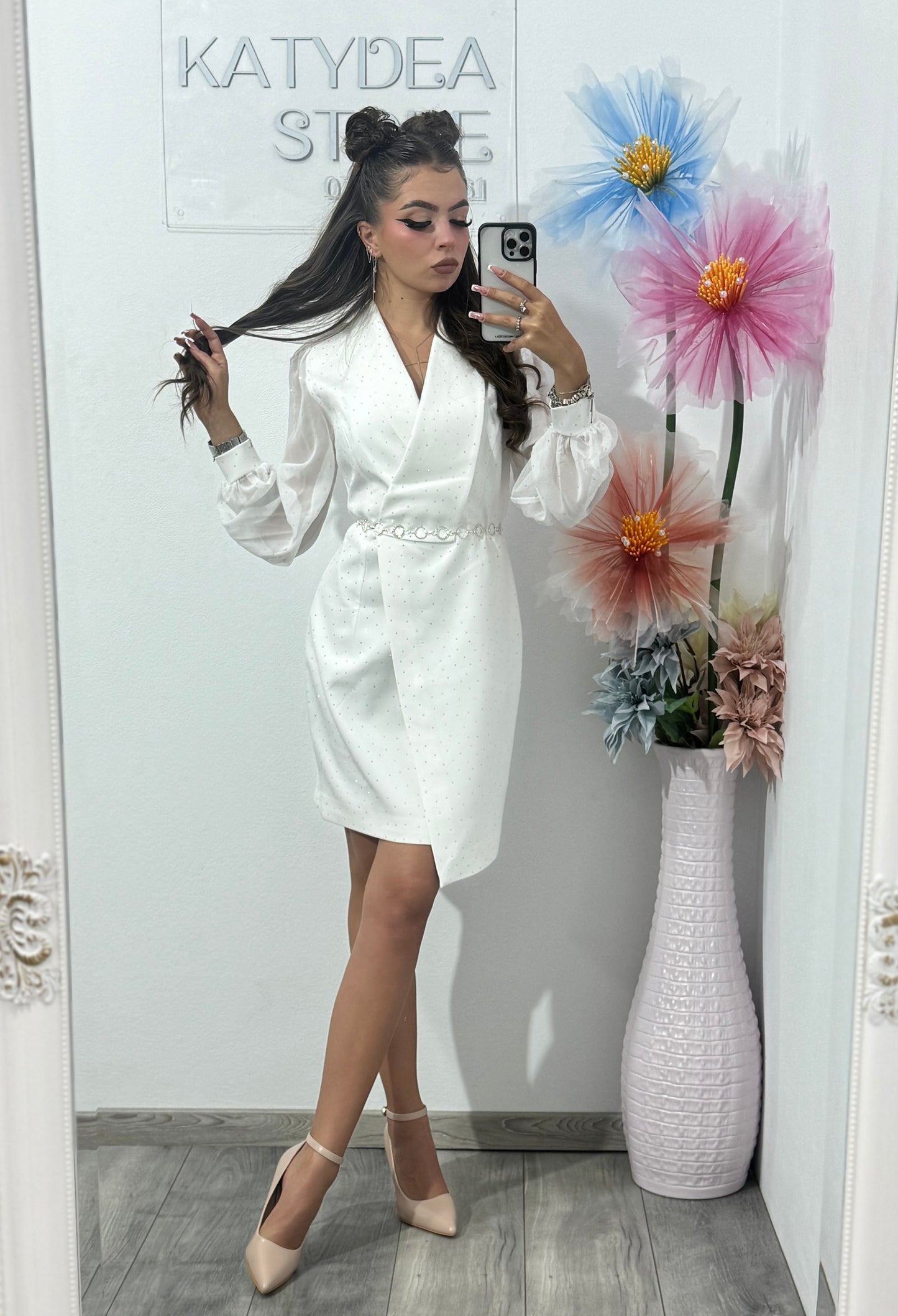 Rochie tip sacou alba Annais