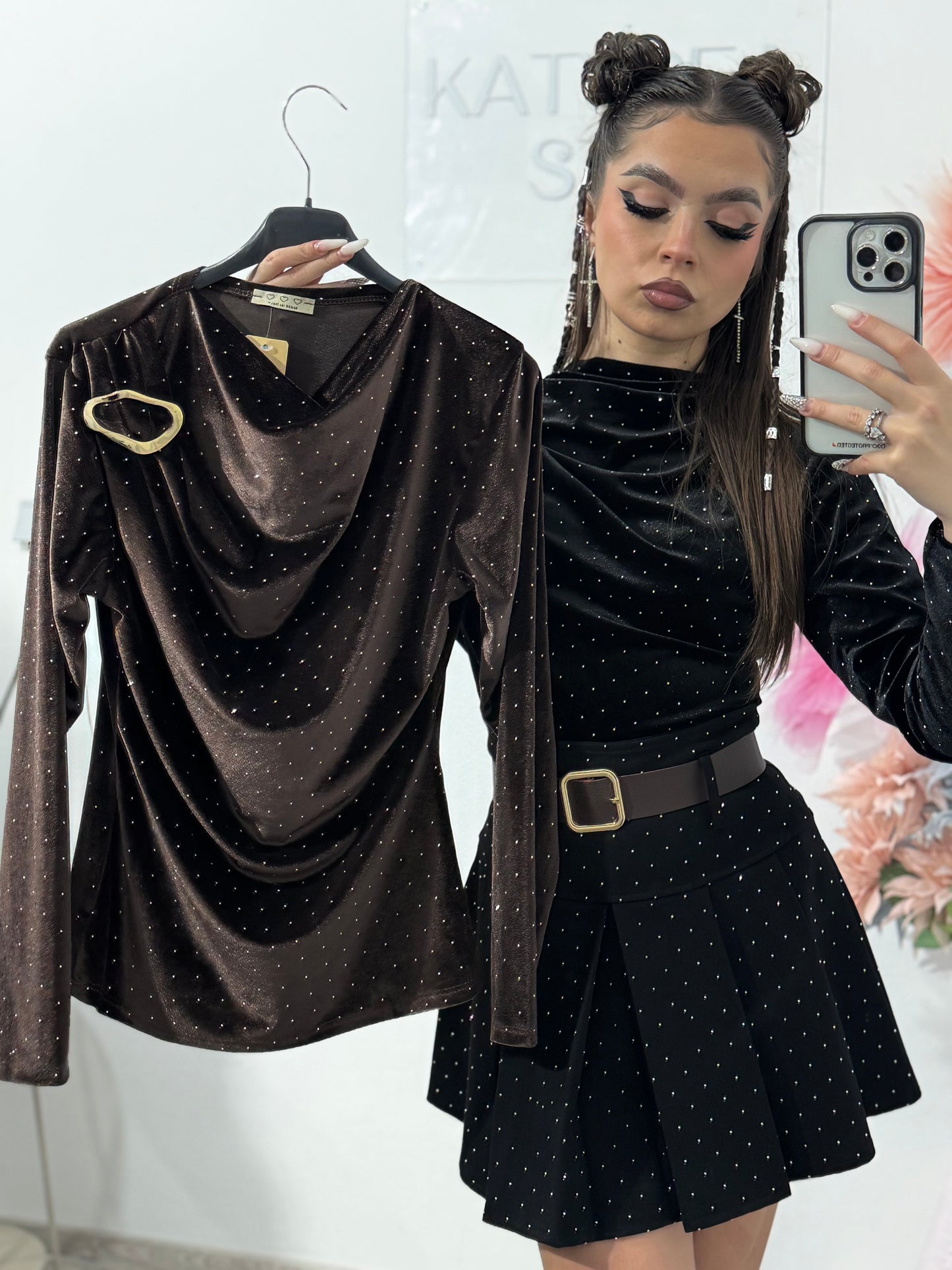 Bluza din catifea cu cristale SORINA