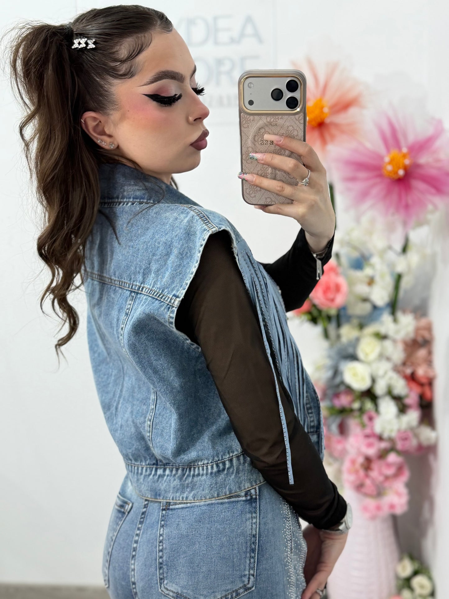 Vestă din denim cu cristale BELLA