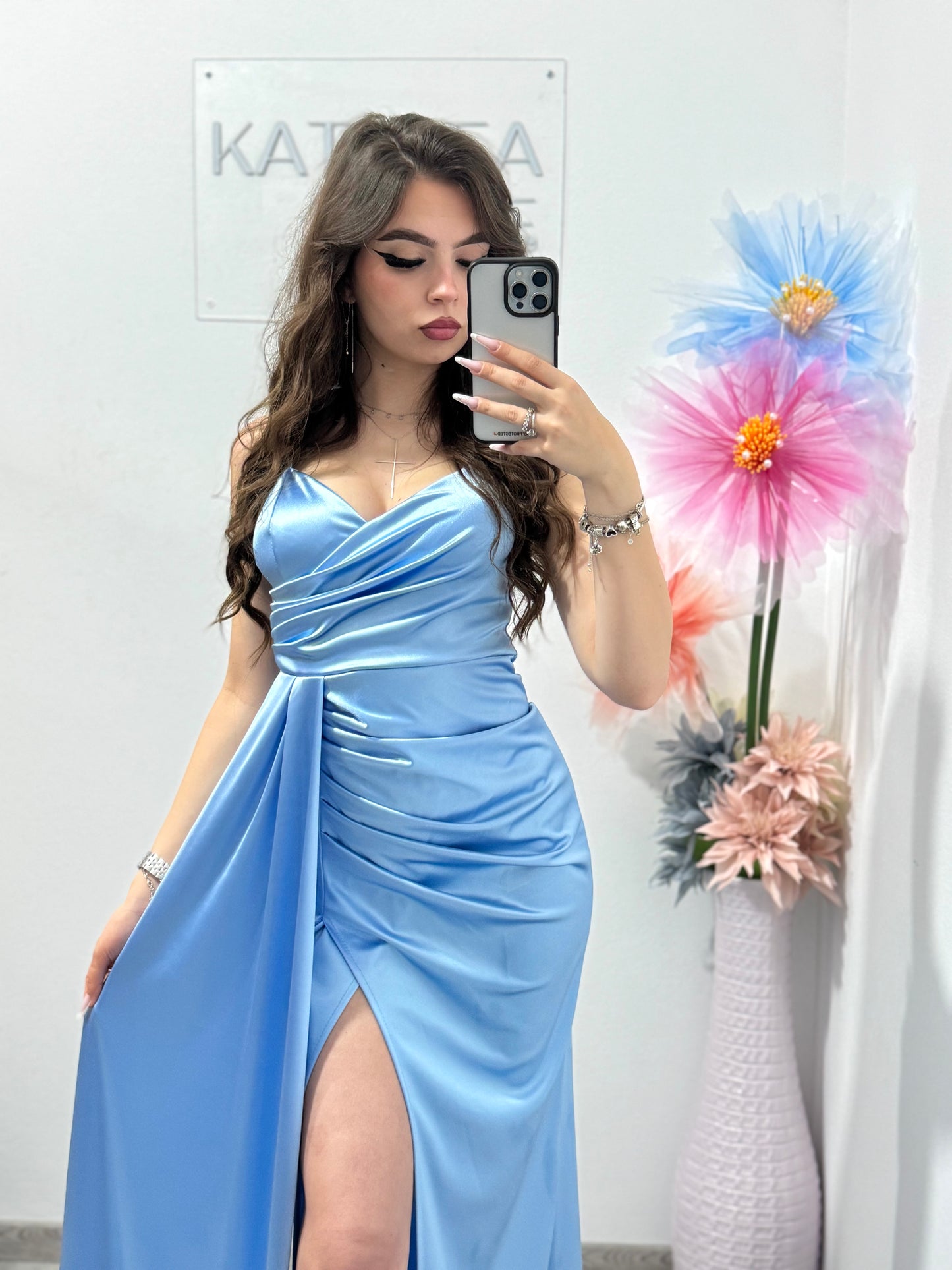 Rochie elegantă albastru deschis Monique
