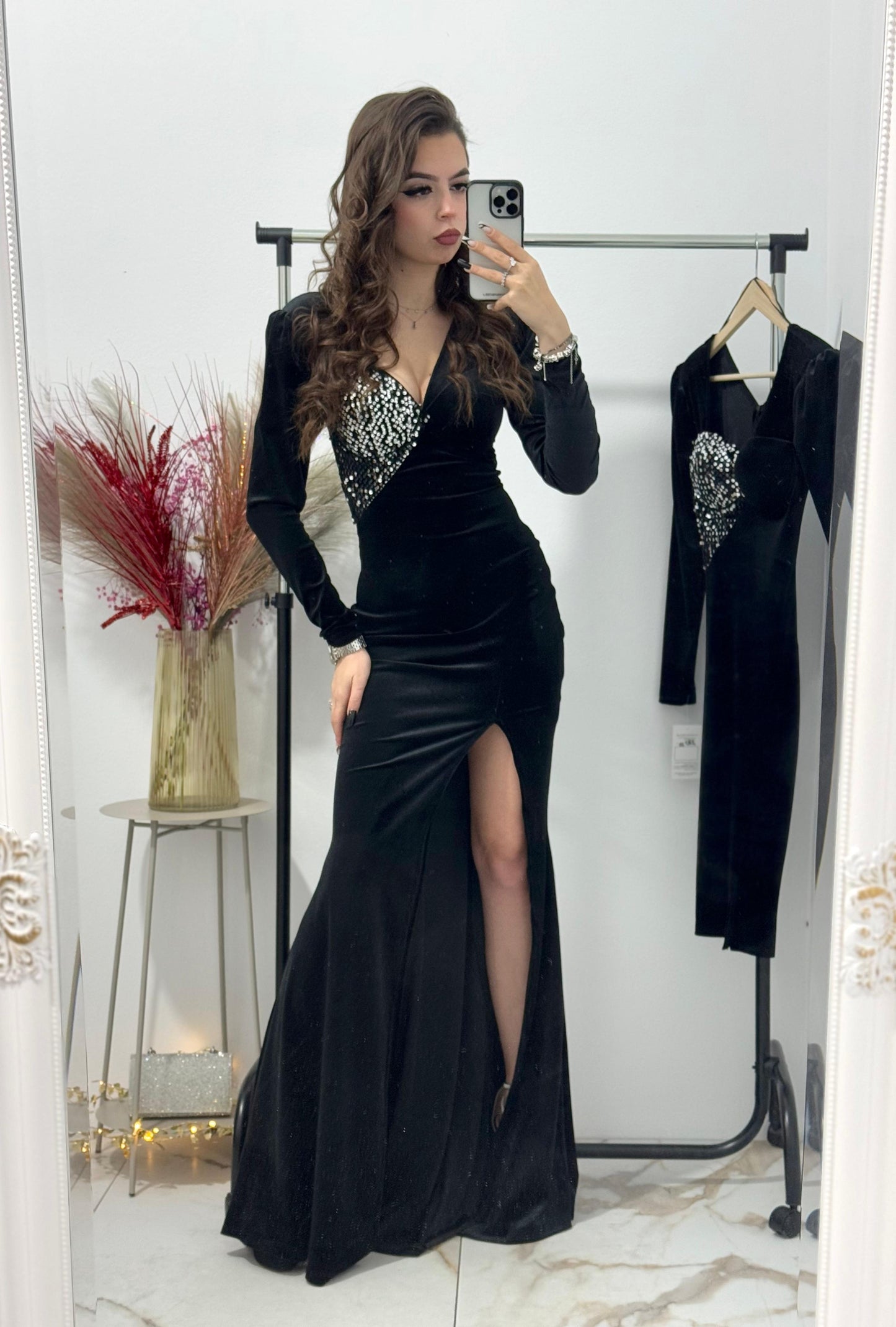 Rochie lunga eleganta din catifea Laurette