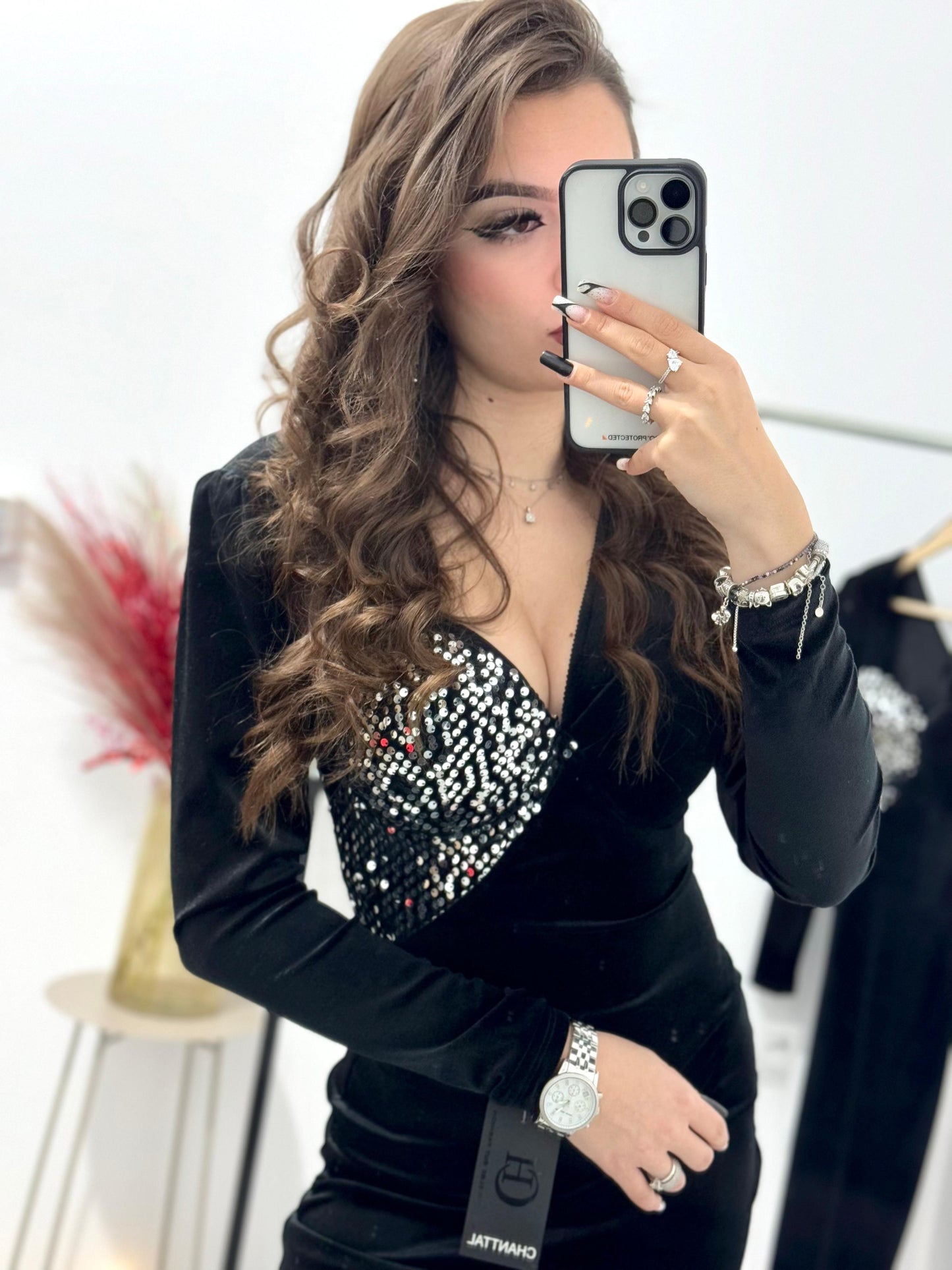 Rochie lunga eleganta din catifea Laurette