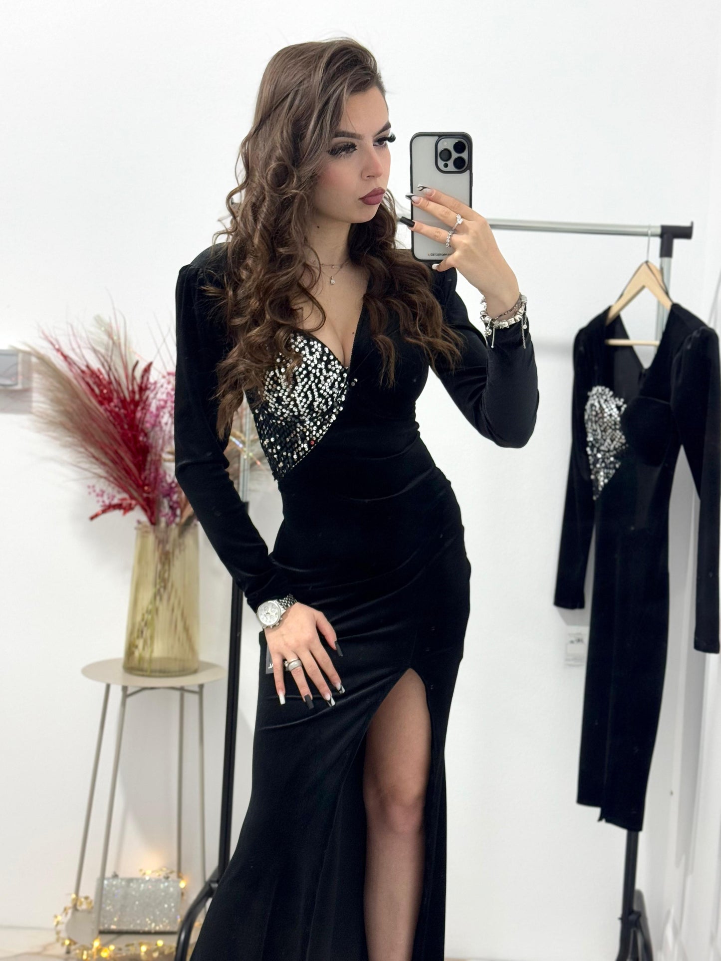 Rochie lunga eleganta din catifea Laurette