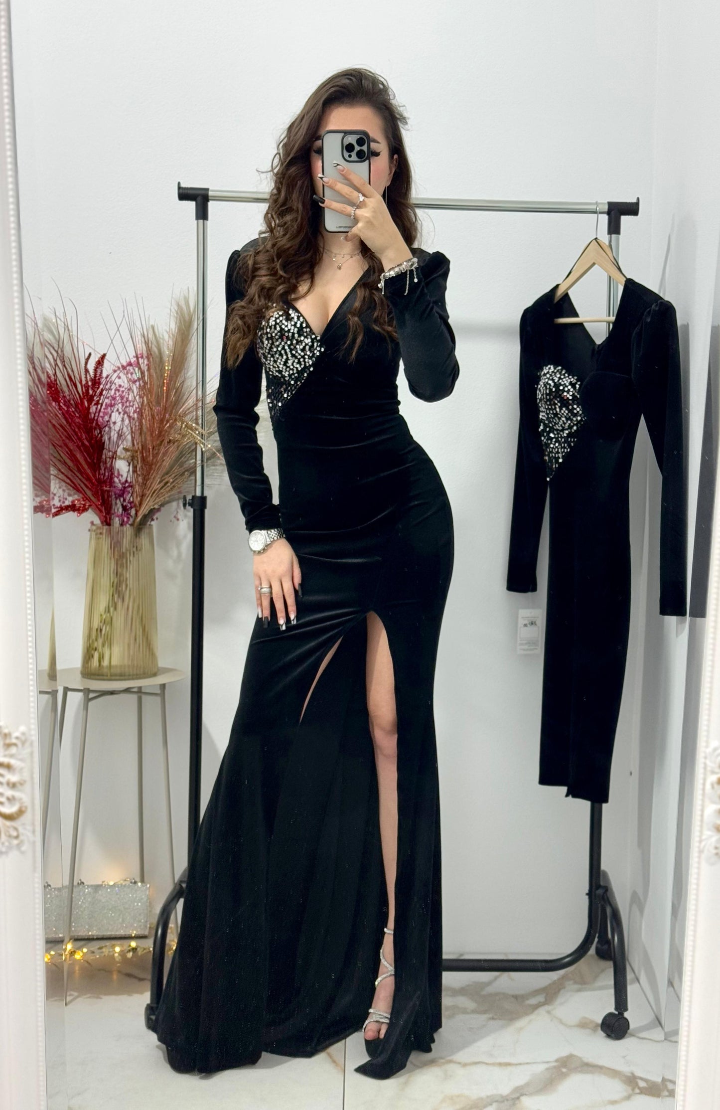 Rochie lunga eleganta din catifea Laurette