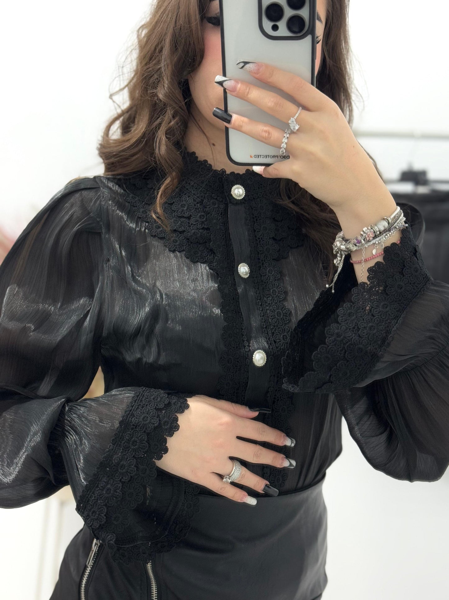 Camasa neagra eleganta Vivian