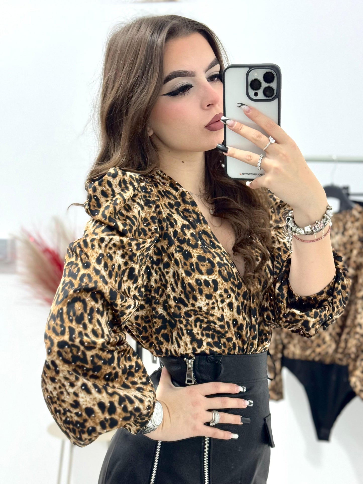 Body elegant animal print cu cristale Unique