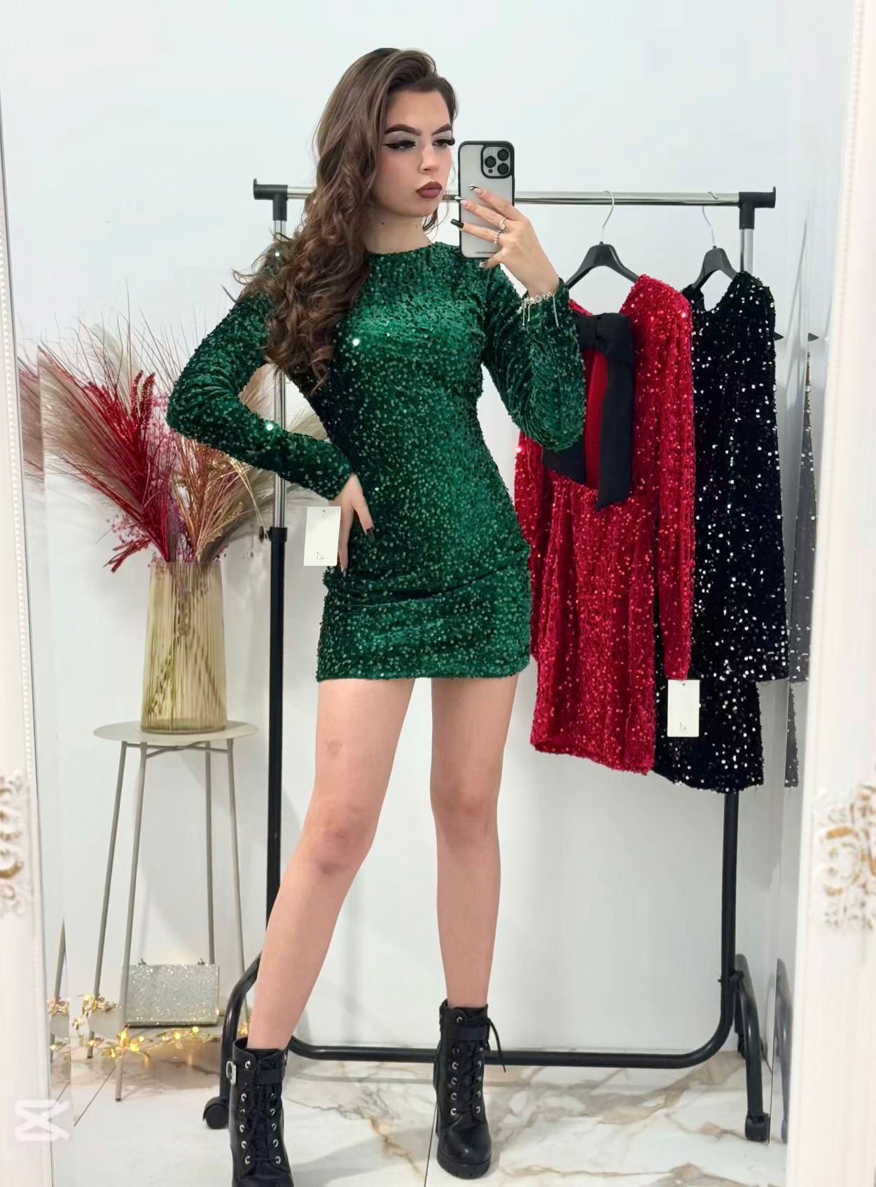 Rochie din catifea cu paiete Christine