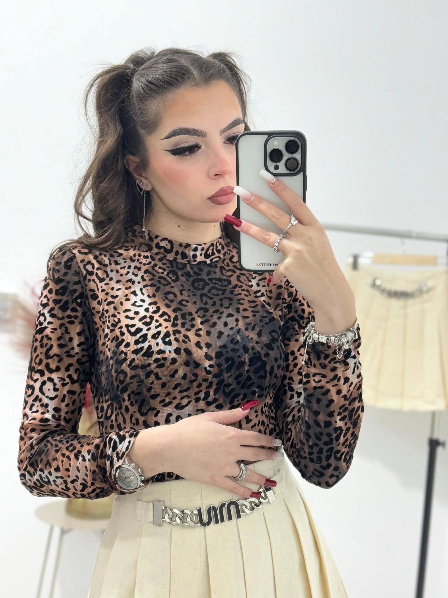 Body dantela cu imprimeu leopard