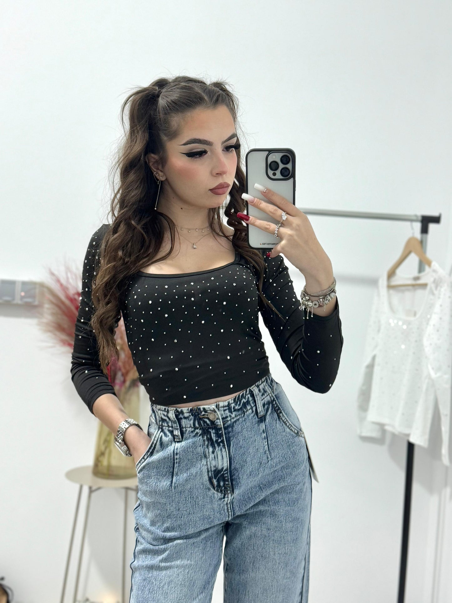 Bluza lycra cu cristale