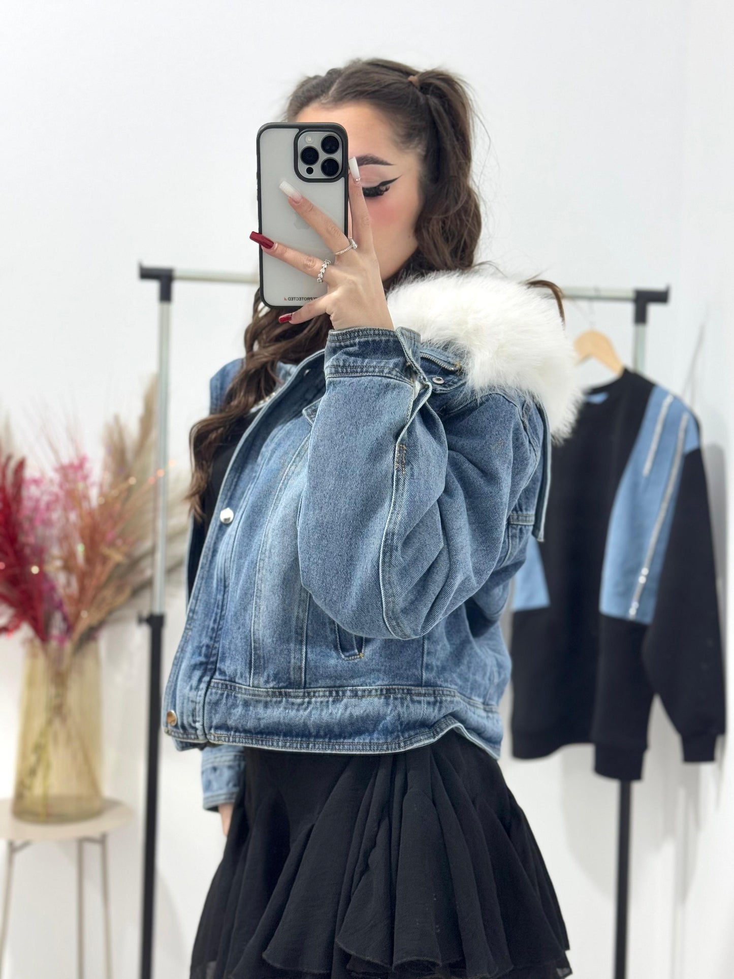 Geaca din denim imblanita