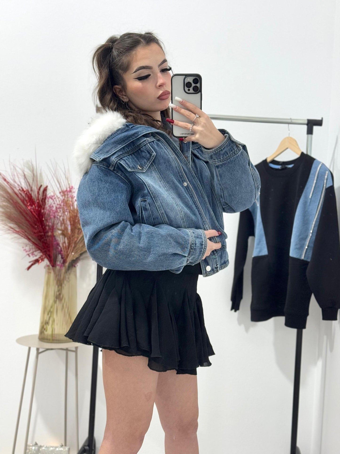 Geaca din denim imblanita