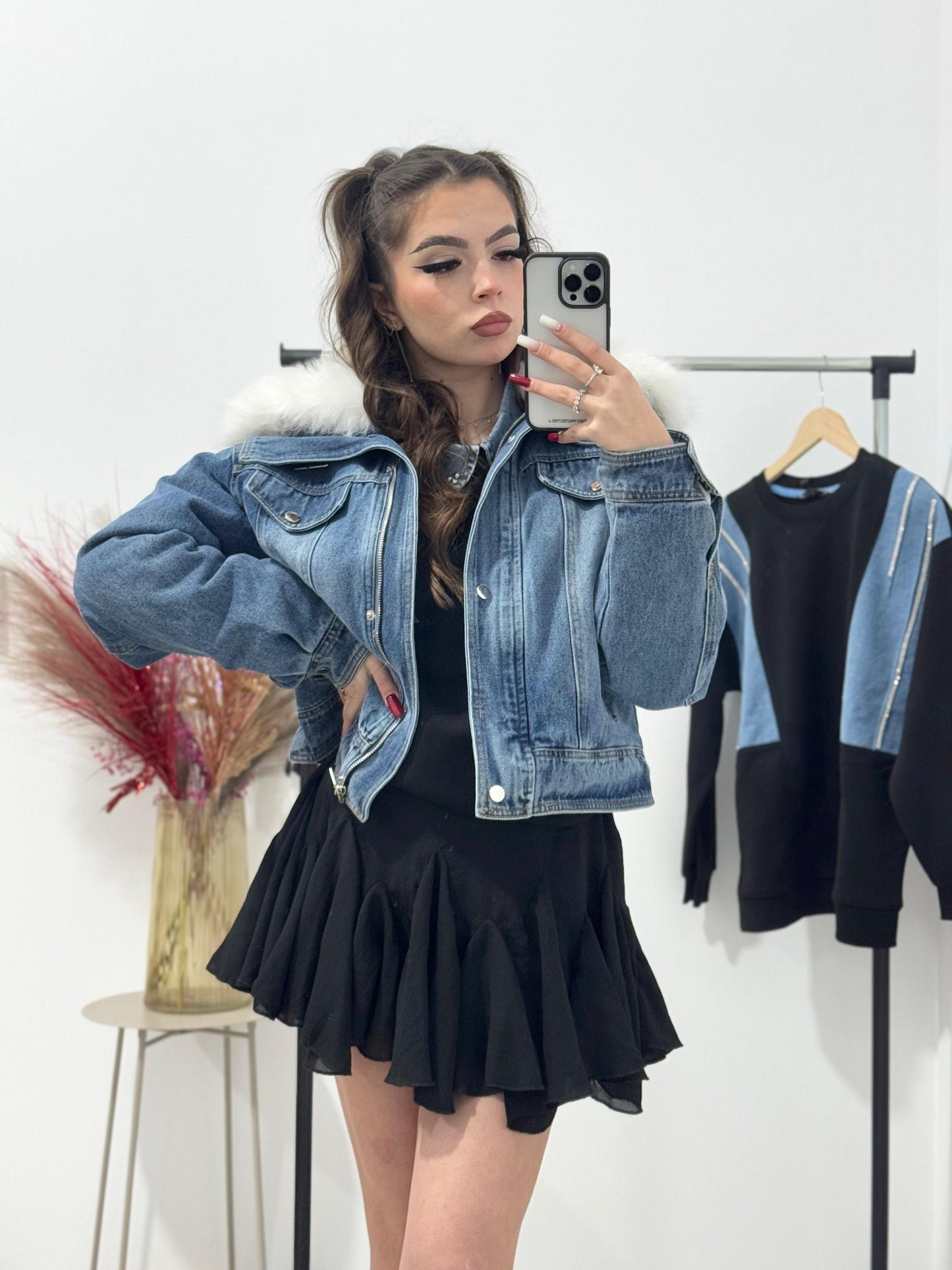 Geaca din denim imblanita
