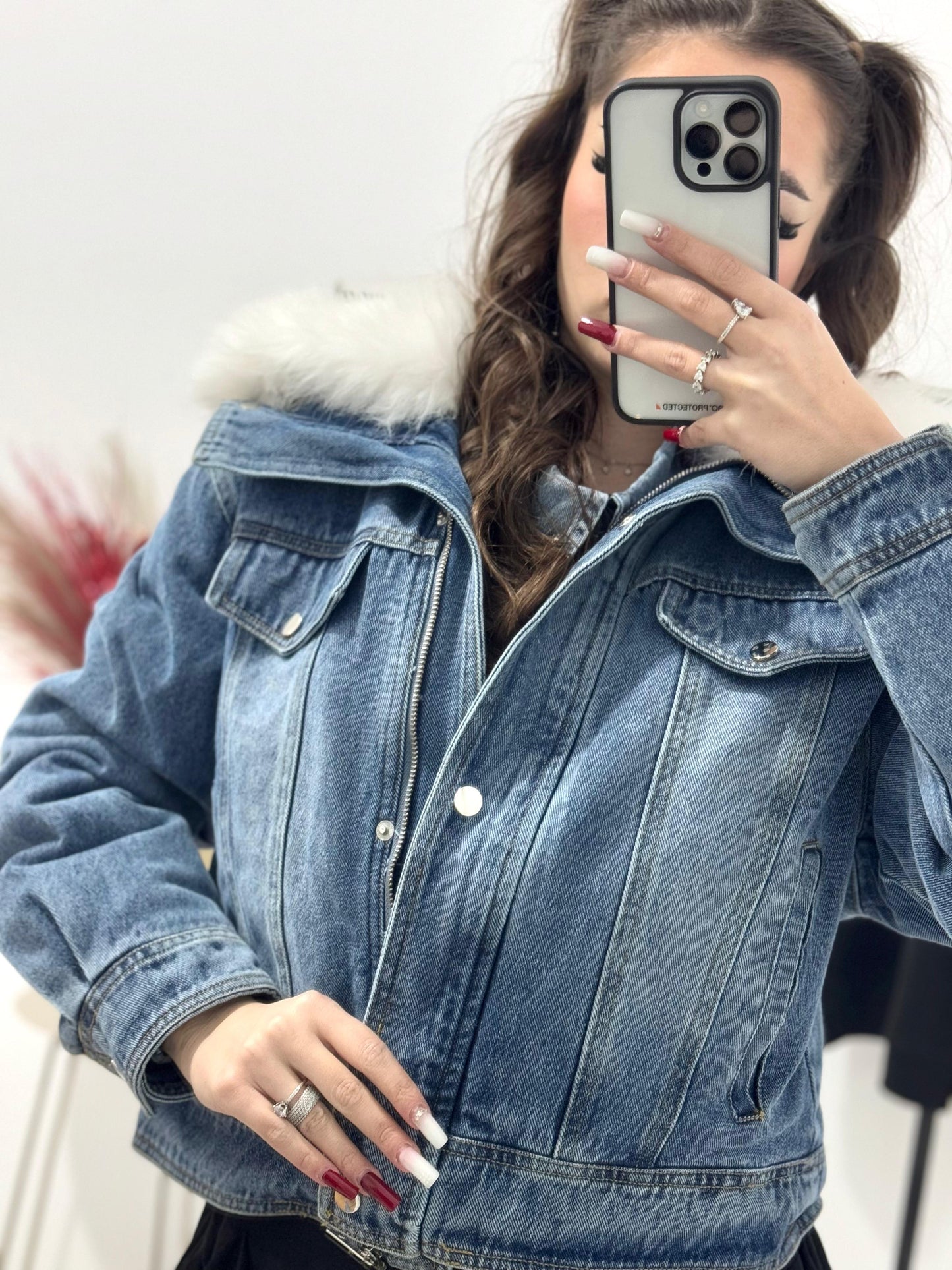 Geaca din denim imblanita