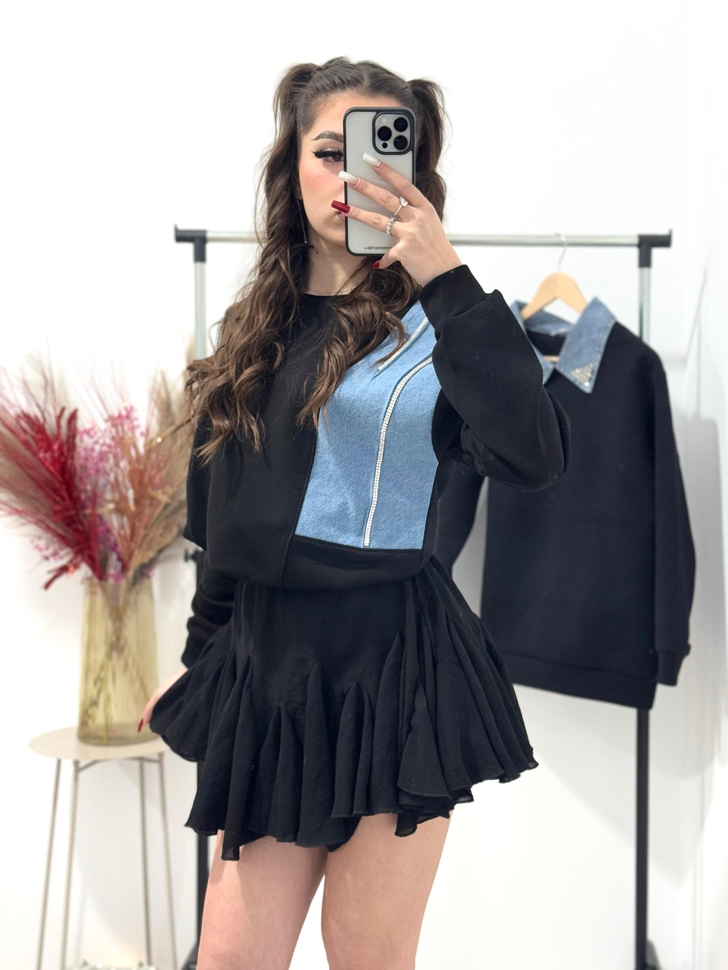 Bluza cu inseratie denim Sofia